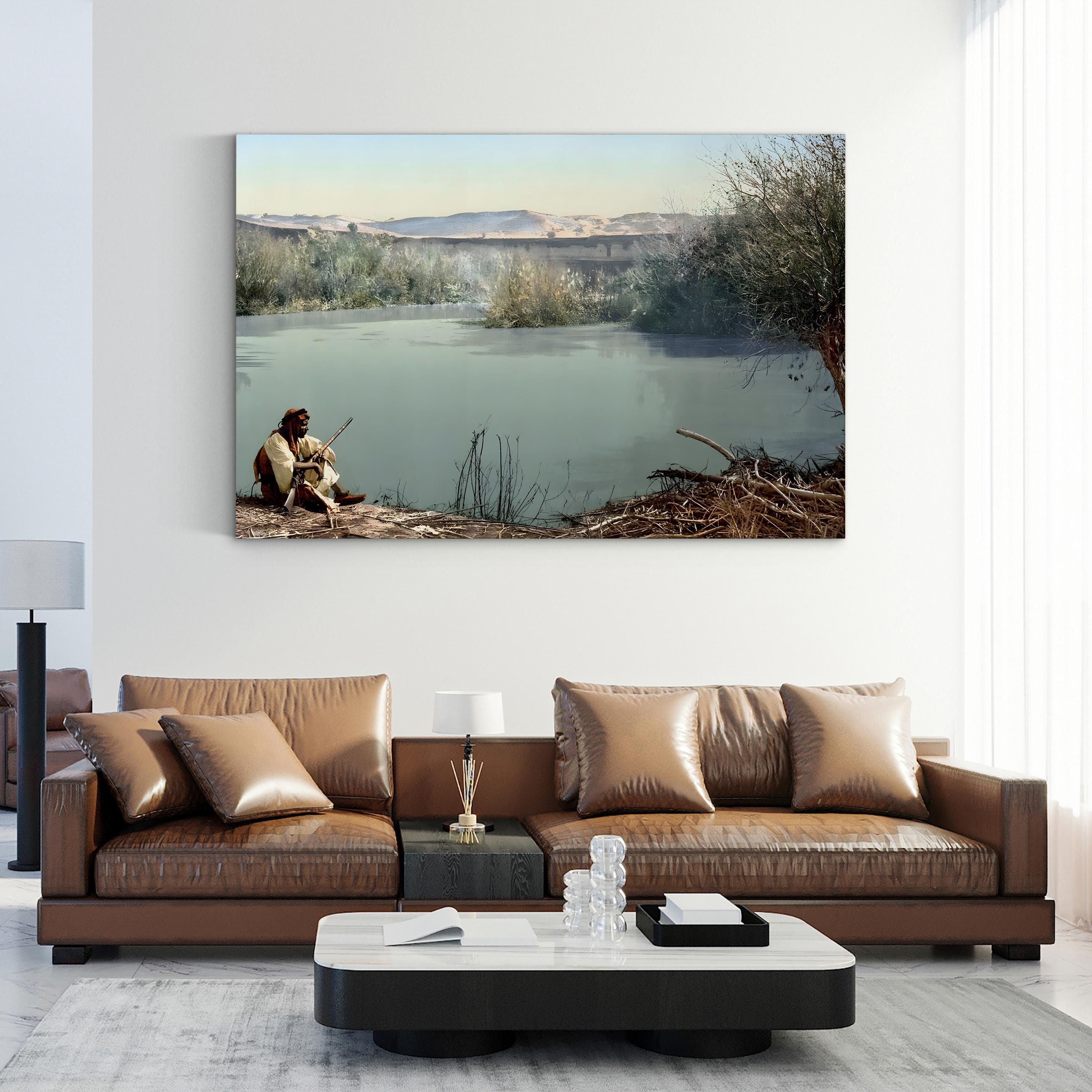 Holy Land, River Jordan, c.1895 Wall Art | Historic Photchrome Landscape of the Holy Land