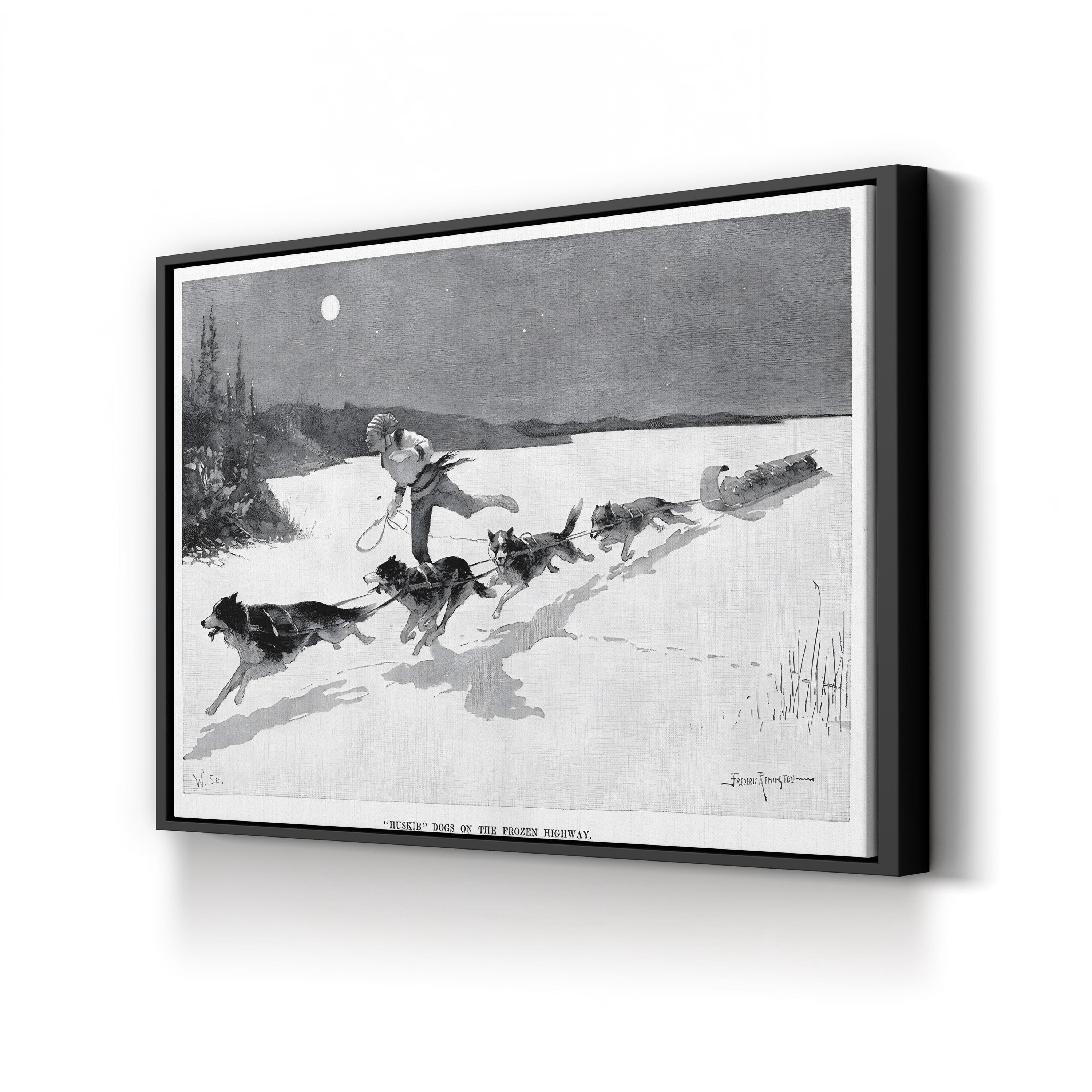 Huskies on the Frozen Highway, 1892 – Frederic Remington Wall Art | Vintage Canvas Print