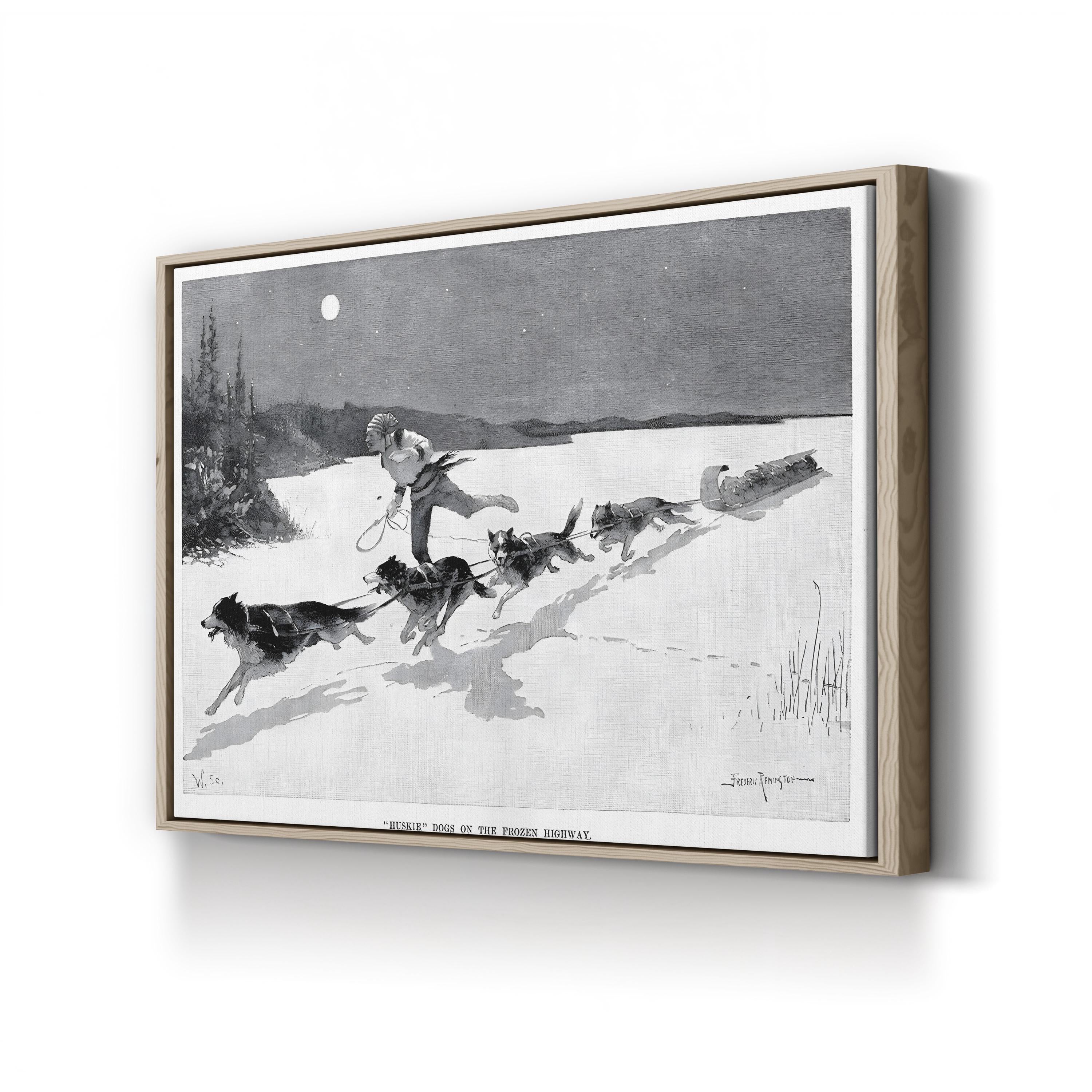 Huskies on the Frozen Highway, 1892 – Frederic Remington Wall Art | Vintage Canvas Print