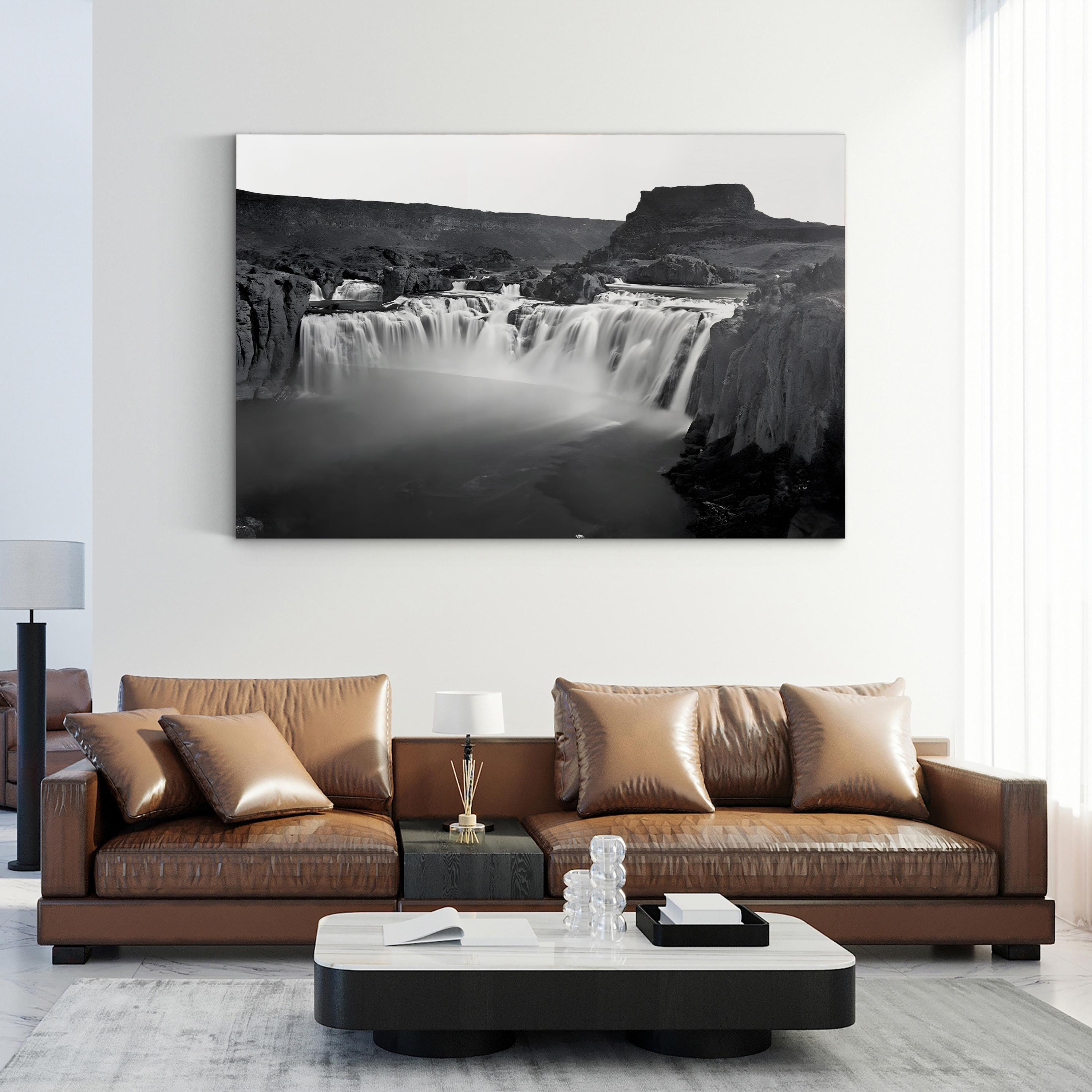 Shoshone Falls Canvas Art Print – 1868 Black & White Idaho Landscape