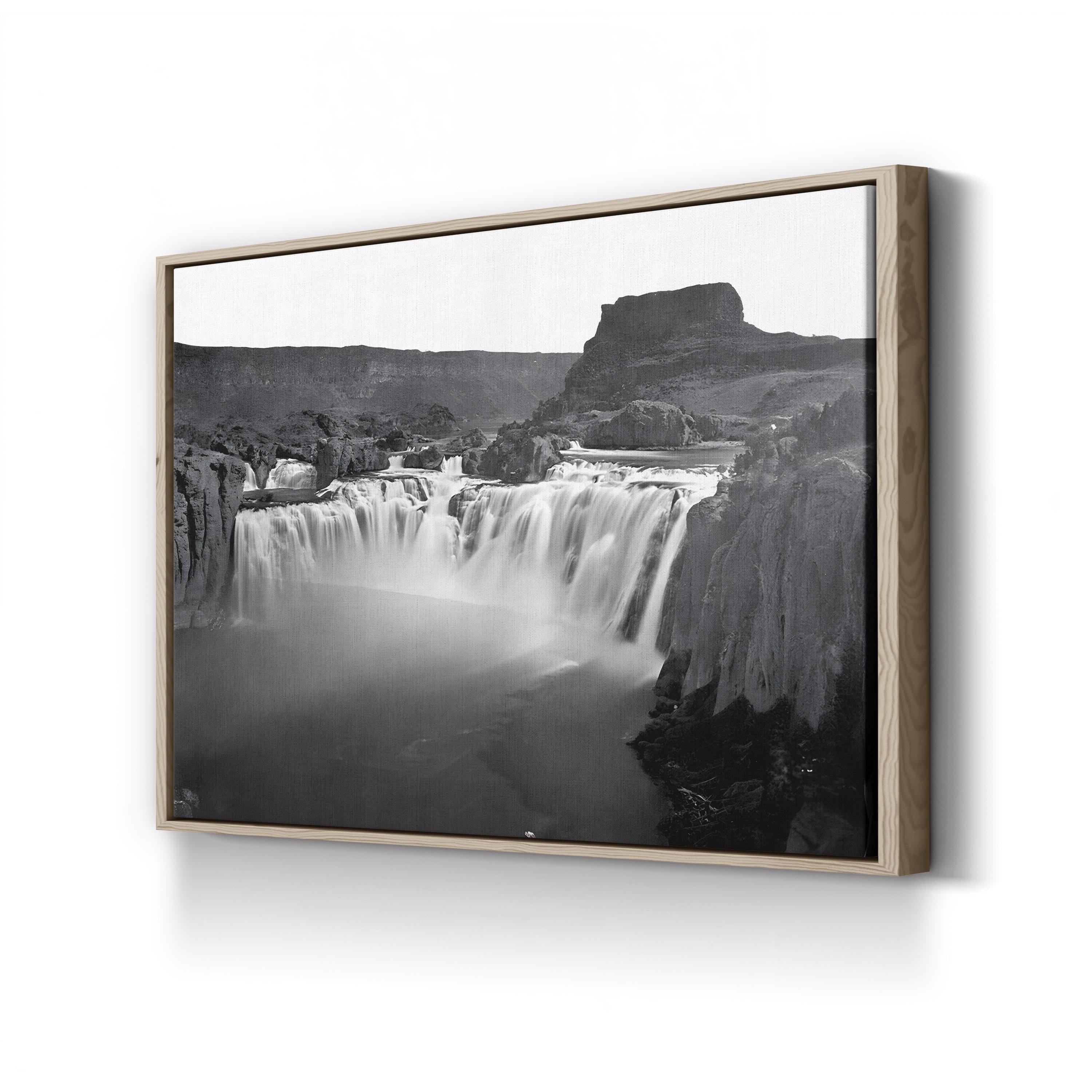 Shoshone Falls Canvas Art Print – 1868 Black & White Idaho Landscape