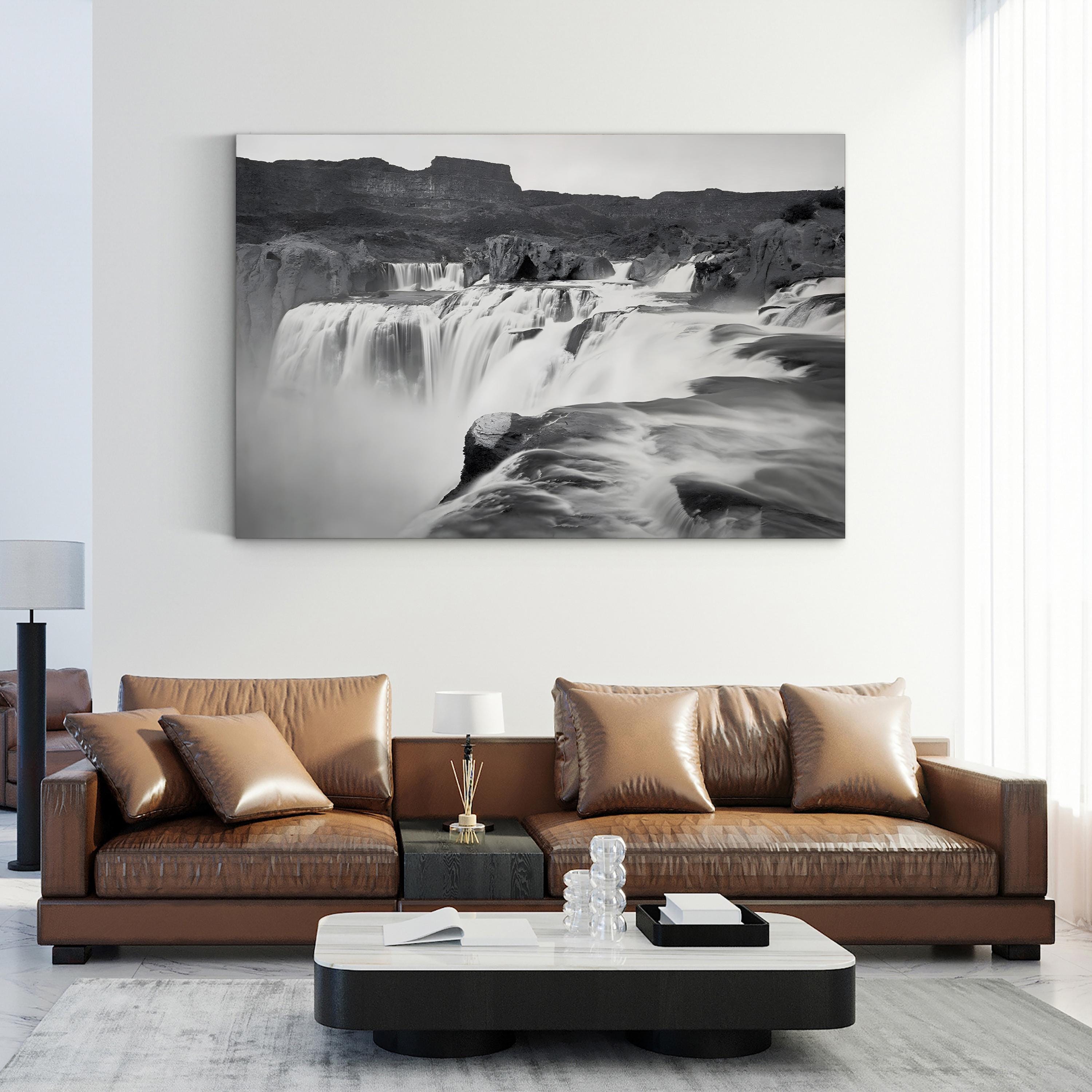 Shoshone Falls, Idaho Wall Art | Black and White Waterfall Landscape Canvas Print