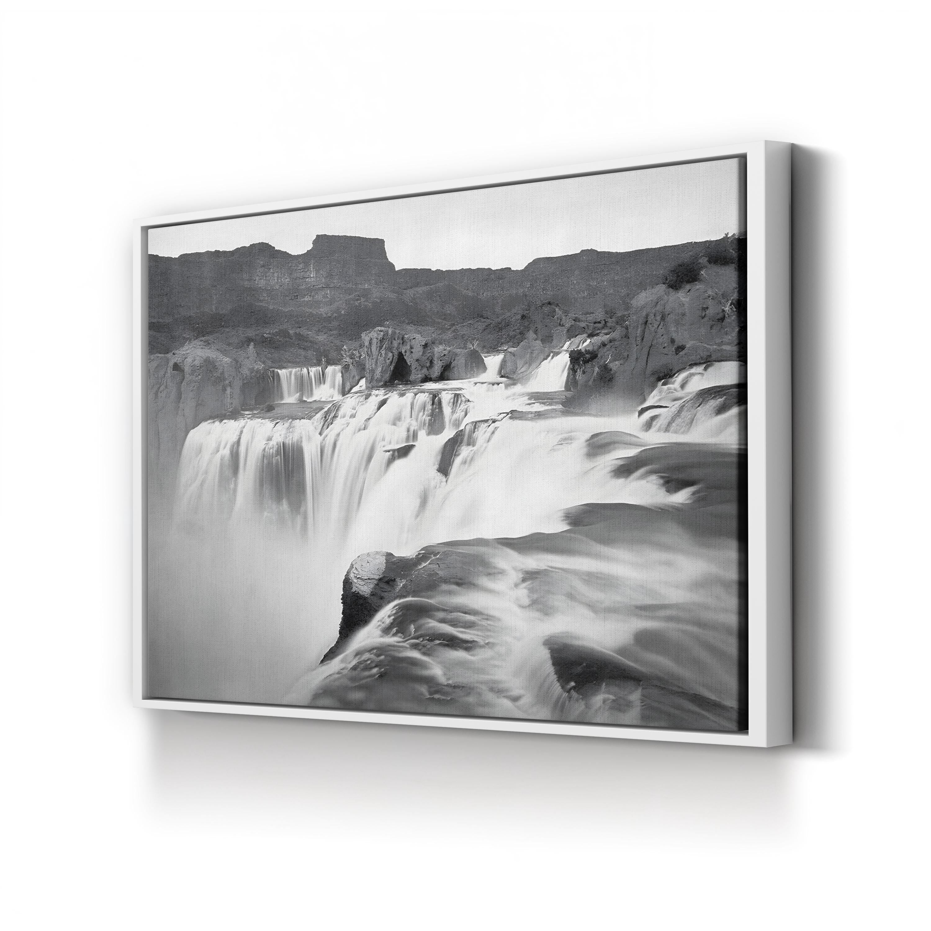 Shoshone Falls, Idaho Wall Art | Black and White Waterfall Landscape Canvas Print