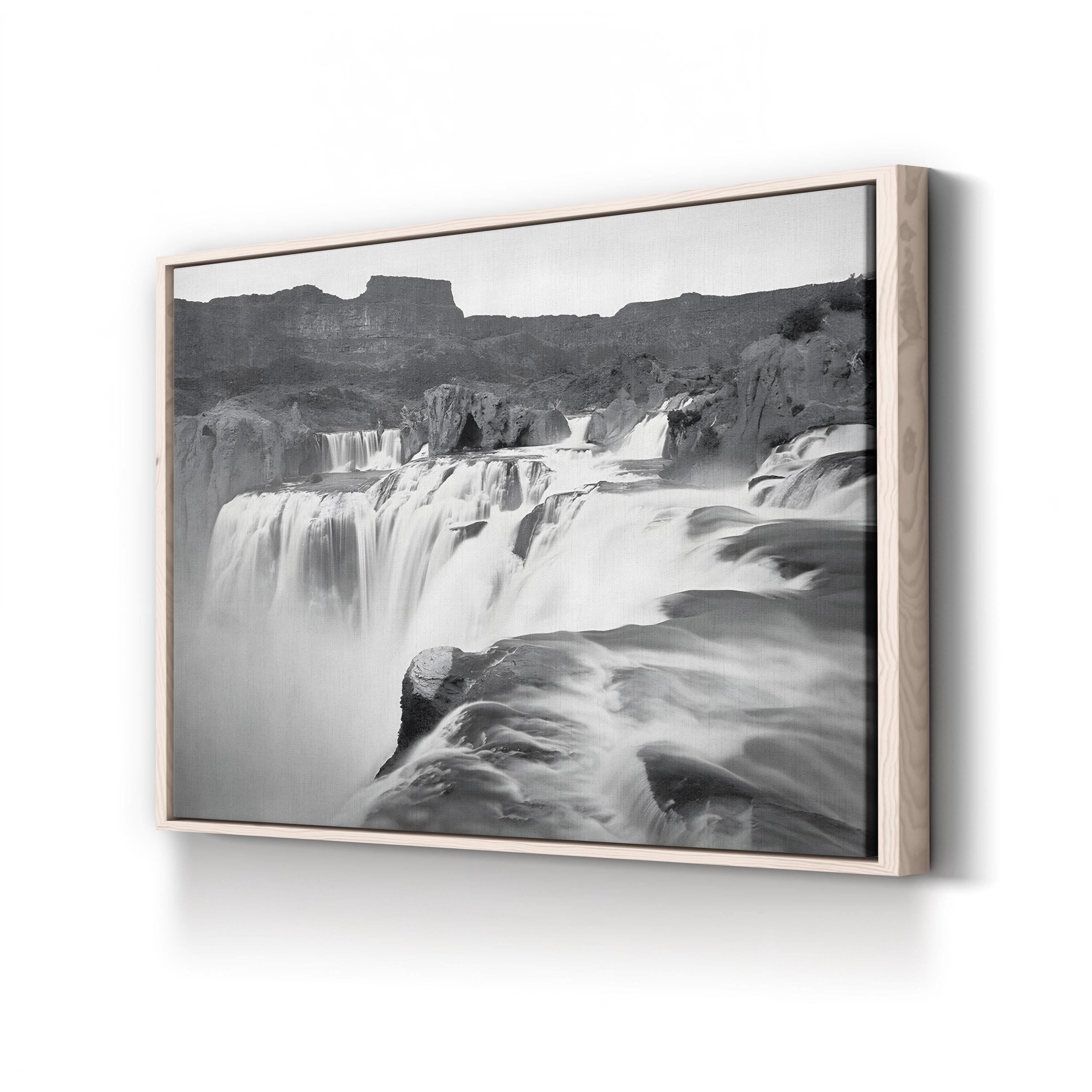 Shoshone Falls, Idaho Wall Art | Black and White Waterfall Landscape Canvas Print