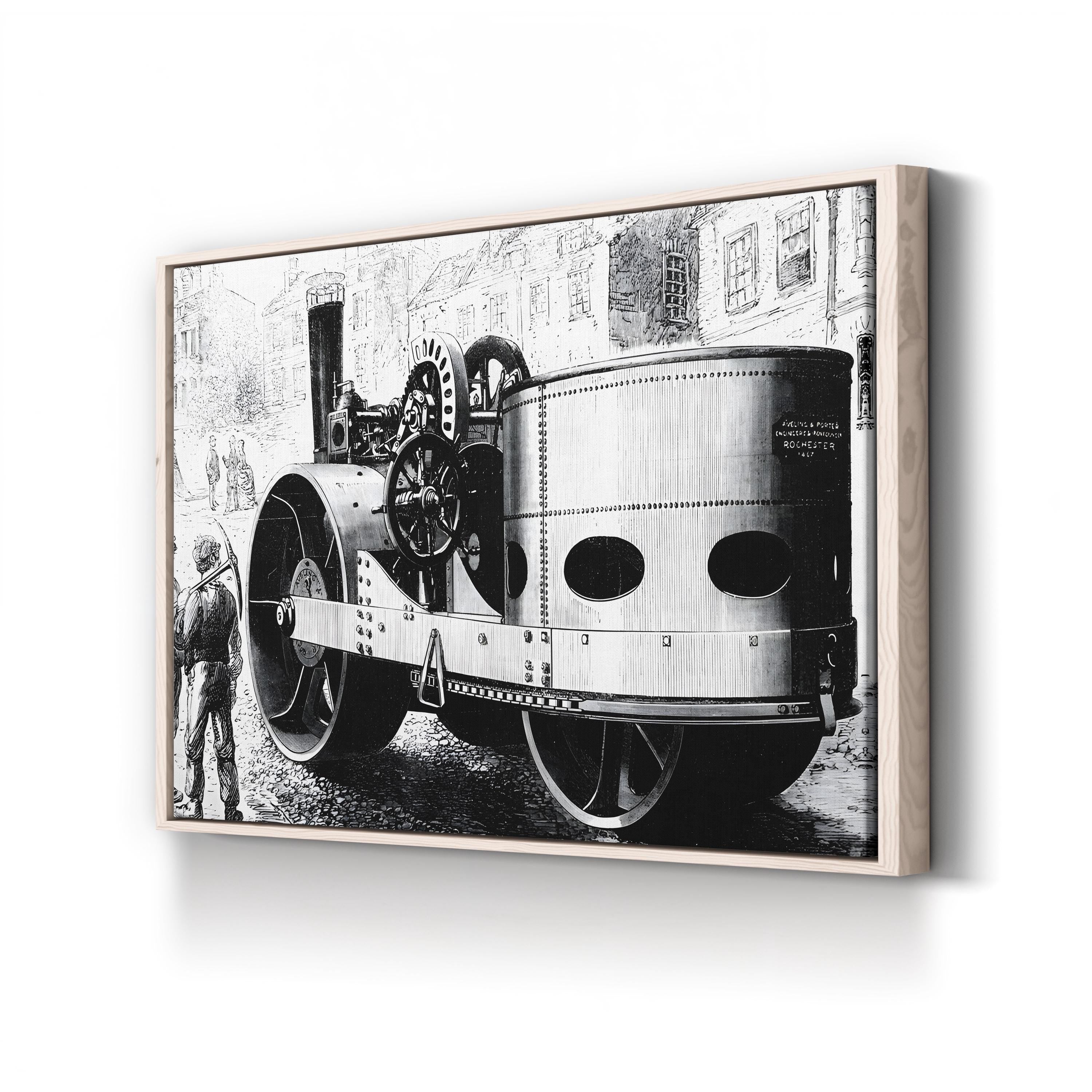 Aveling & Porter Steam Roller, Rochester, 1867 canvas print in natural frame