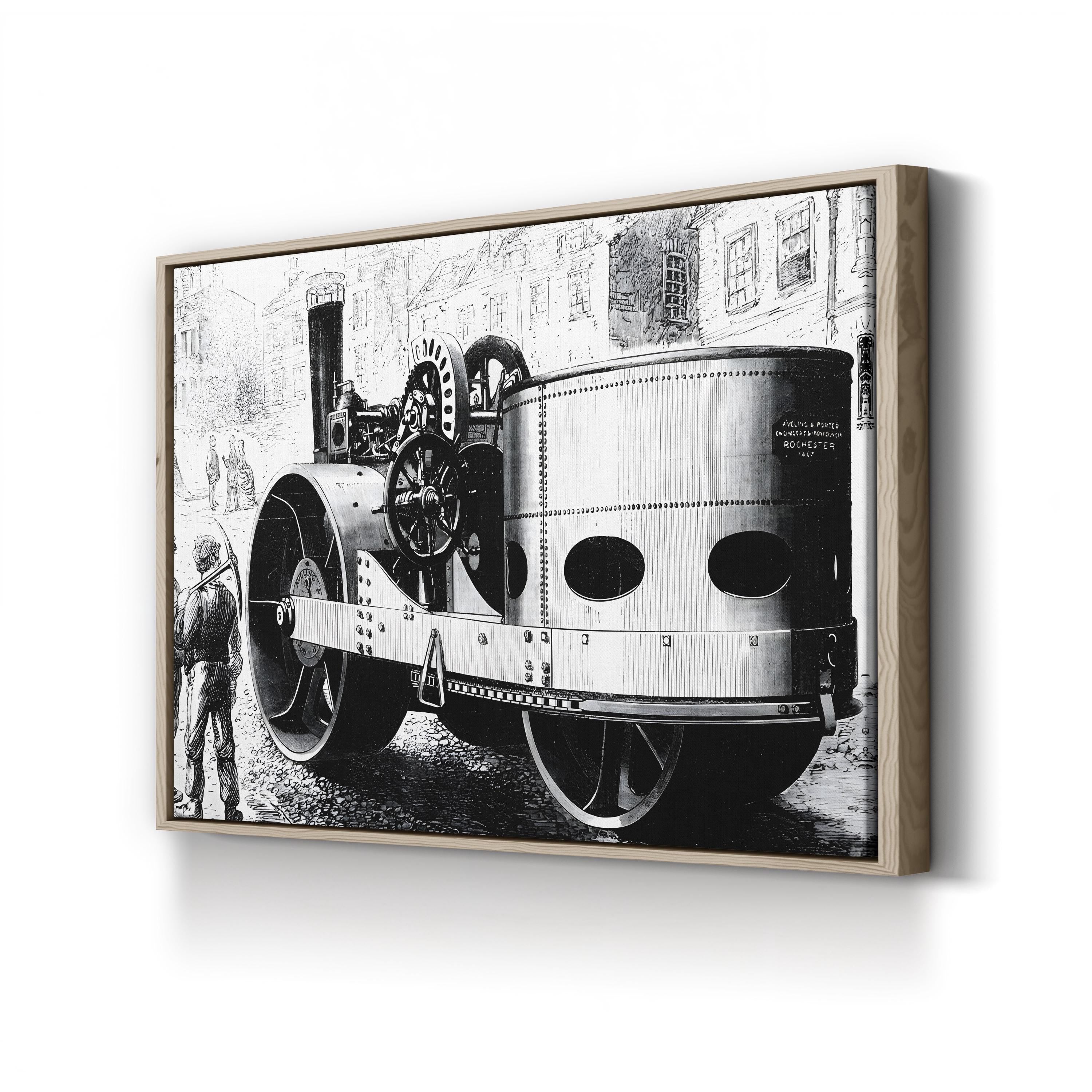 Aveling & Porter Steam Roller, Rochester, 1867 canvas print in oak frame