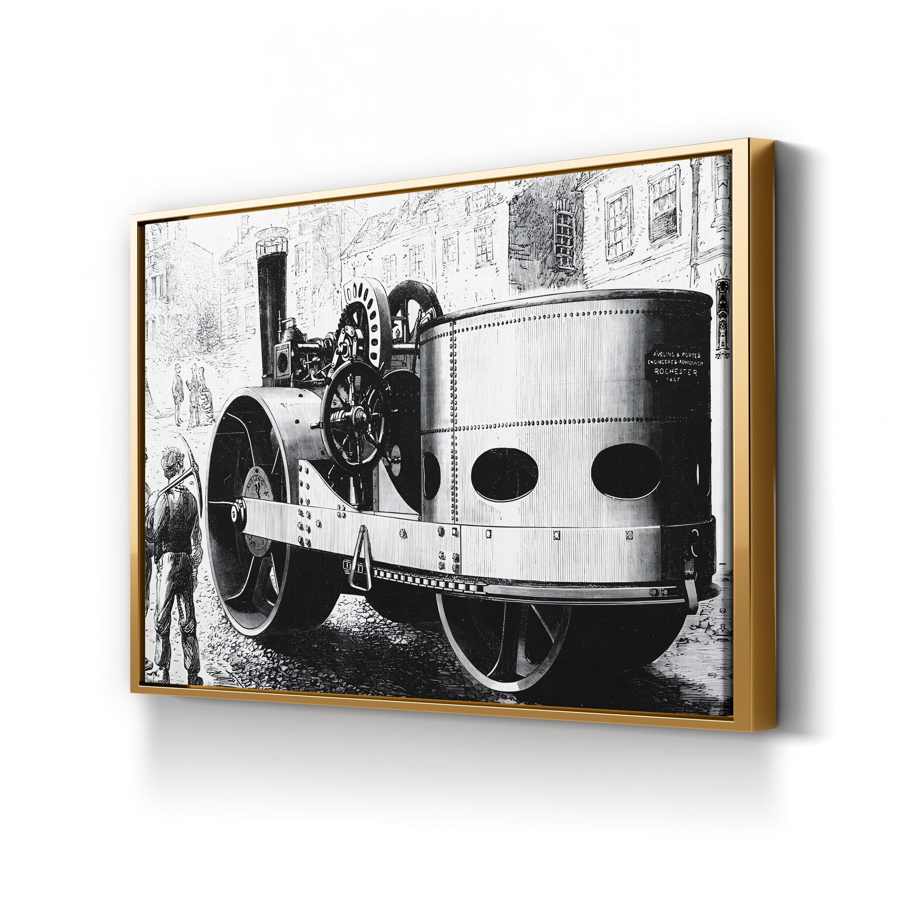 Aveling & Porter Steam Roller, Rochester, 1867 canvas print in gold frame