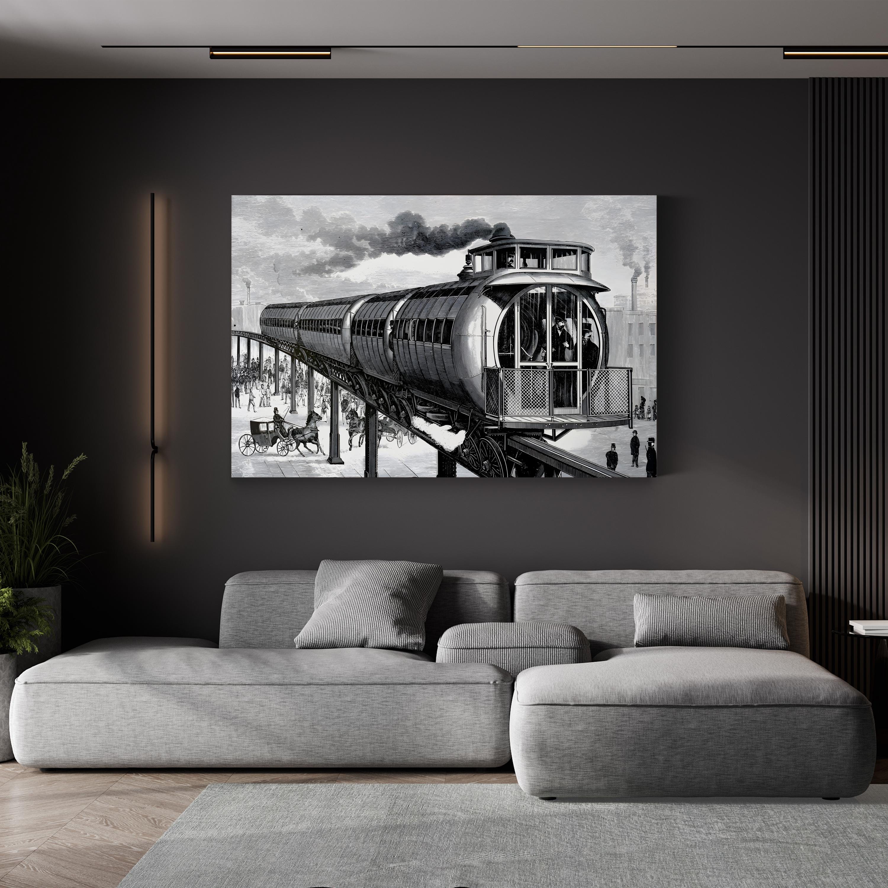 Vintage Train Station, 19th Century – Period Illustration Wall Art | Railway Canvas Print