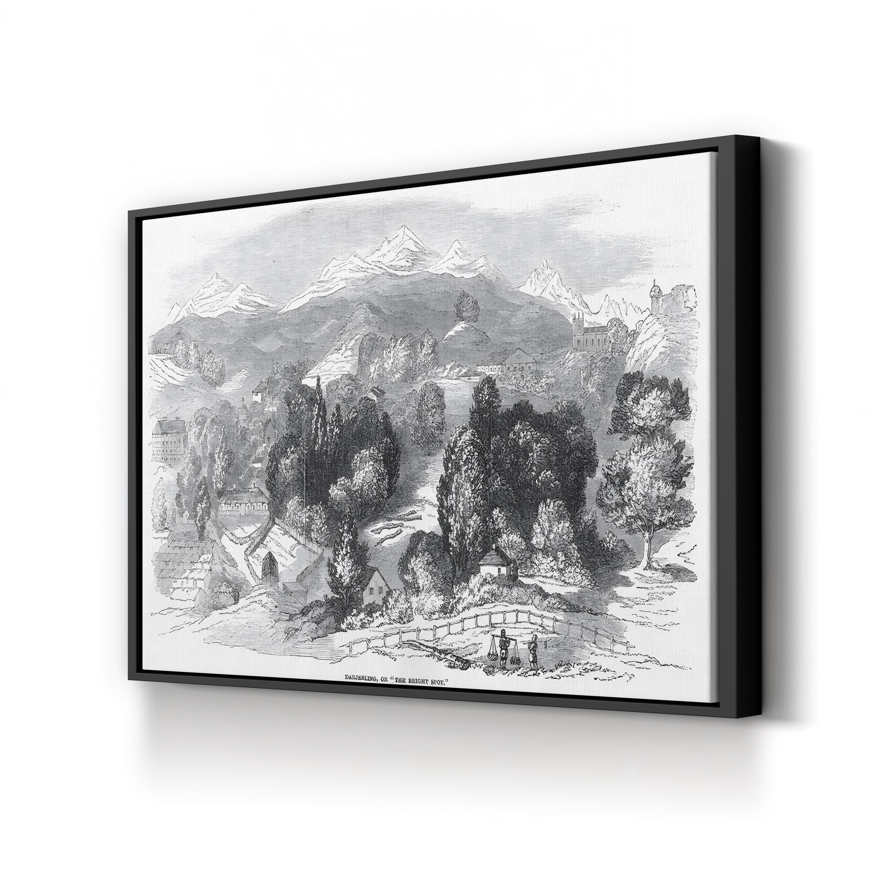Swiss Alps Mountain Landscape, 1850s – Period Illustration Wall Art | Vintage Alpine Canvas Print