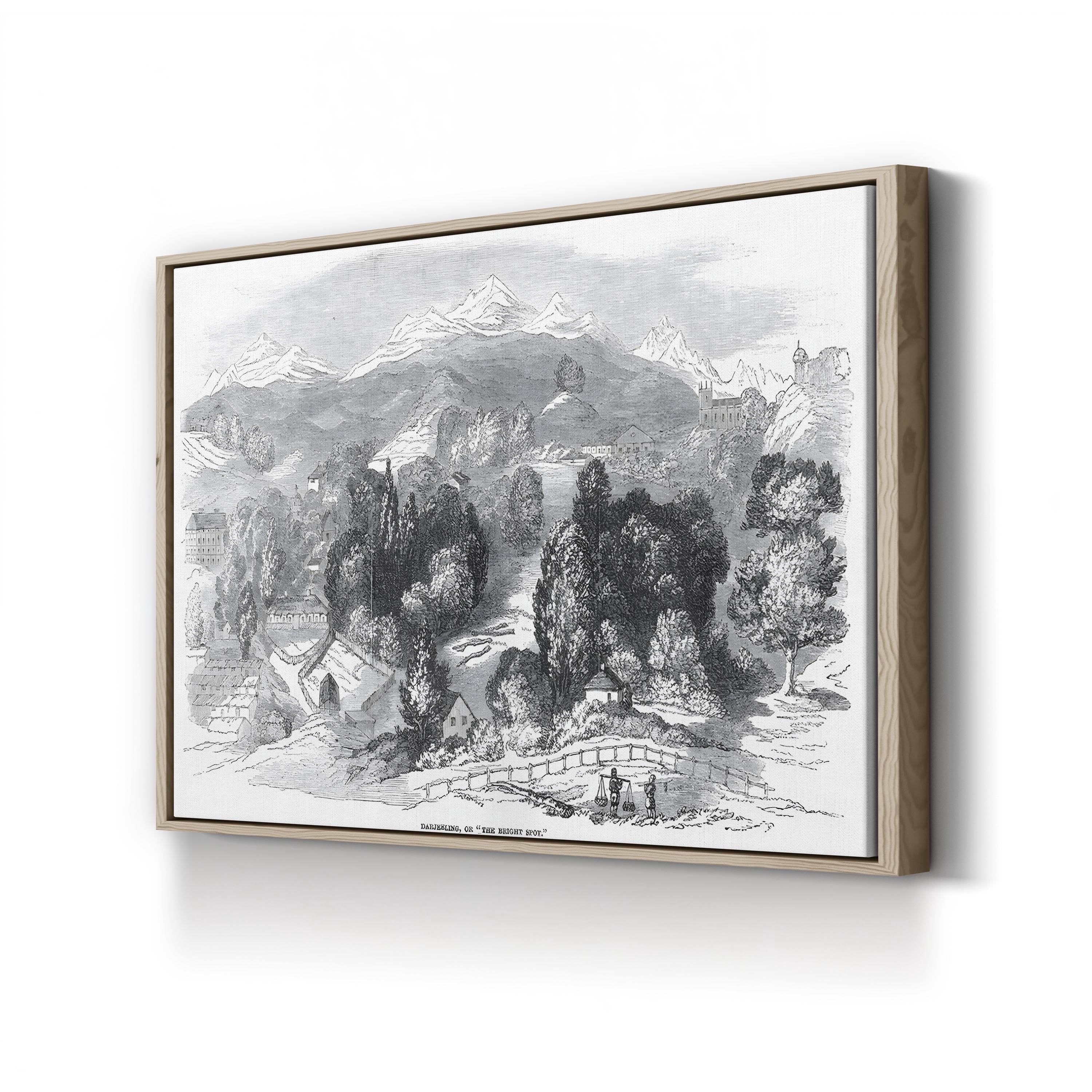 Swiss Alps Mountain Landscape, 1850s – Period Illustration Wall Art | Vintage Alpine Canvas Print