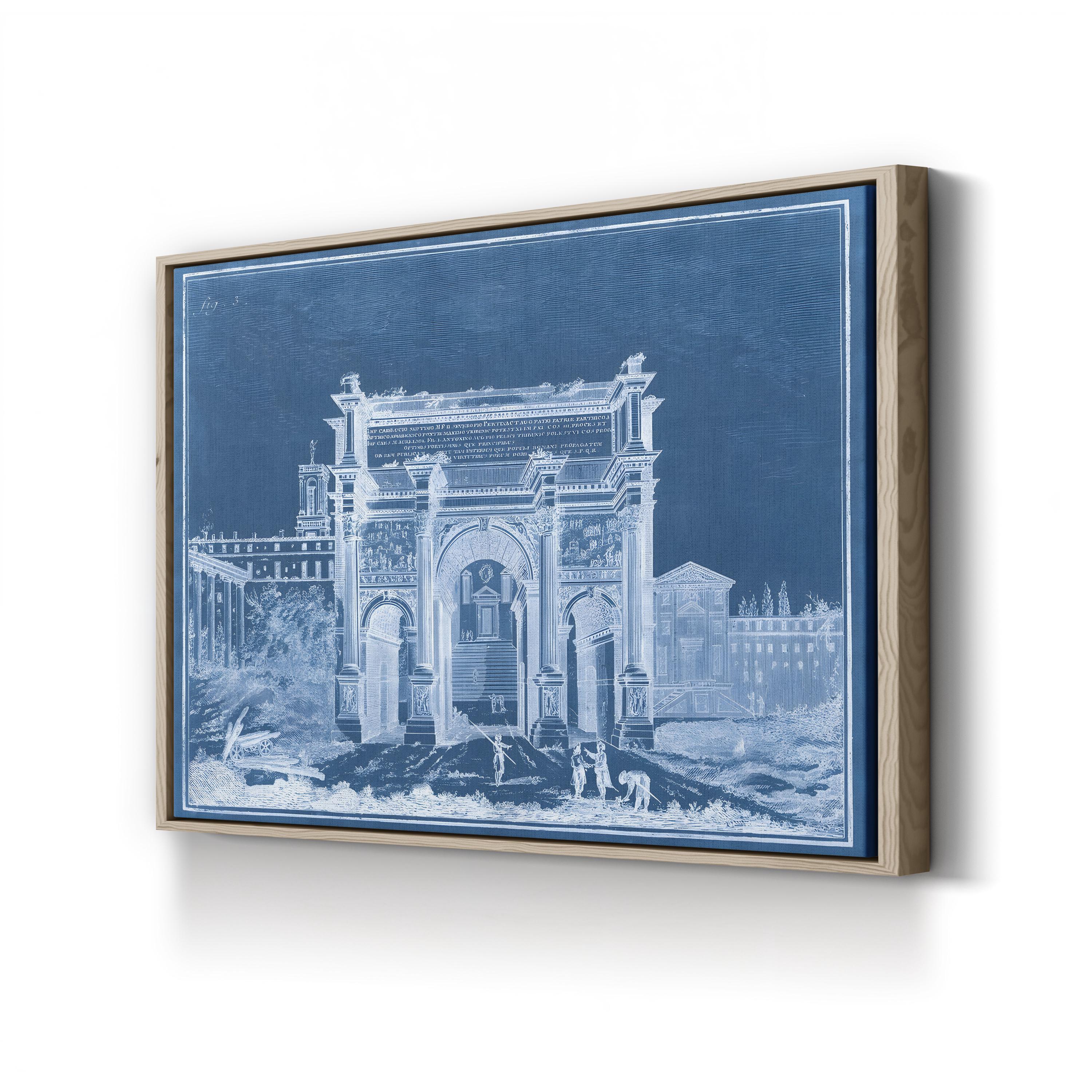 Indigo Antiquities III Wall Art by Vision Studio | 19th Century Roman Arch Indigo Architectural Print