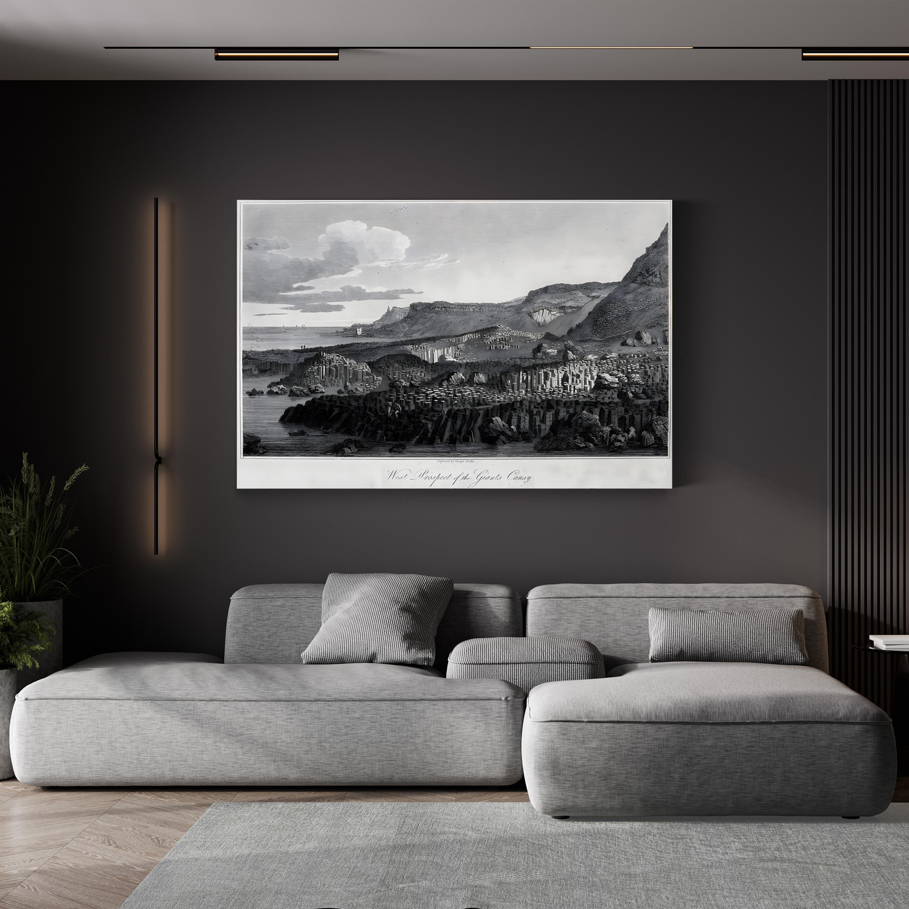 Ireland, Giant’s Causeway Vintage Landscape Canvas Print – George Cooke 1809 Coastal Engraving