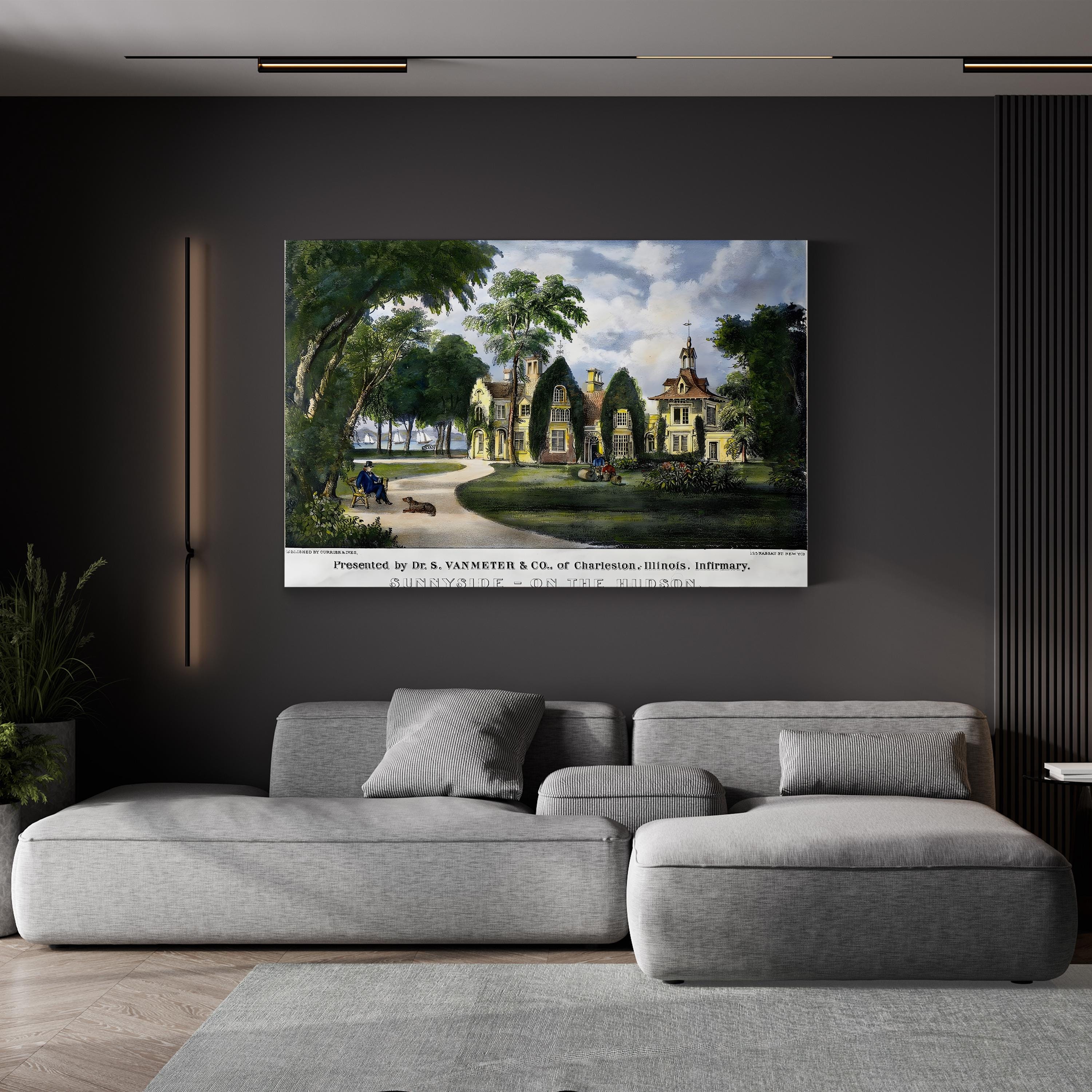 Washington Irving’s Sunnyside Home – Period Illustration Wall Art | Historic Architecture Canvas Print