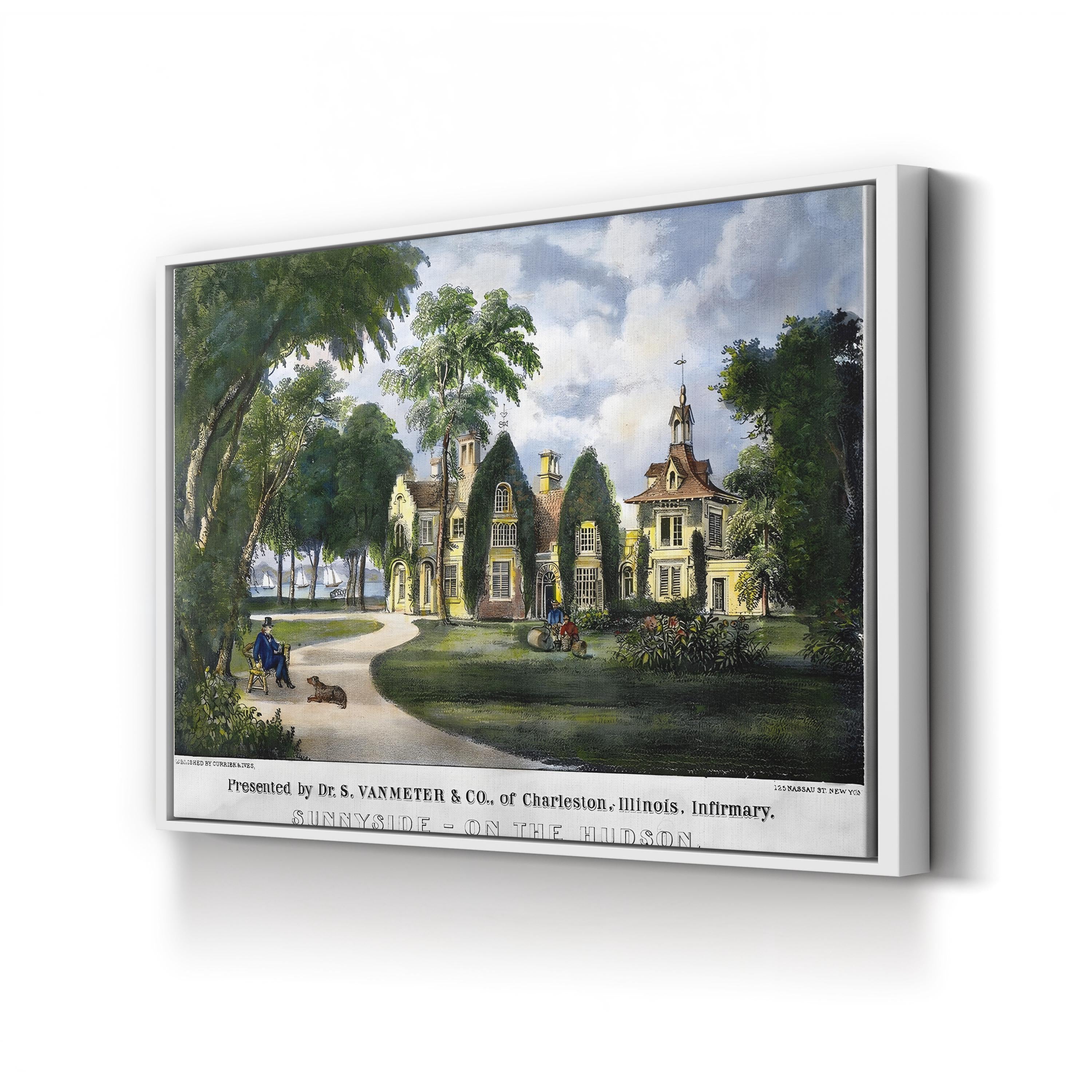 Washington Irving’s Sunnyside Home – Period Illustration Wall Art | Historic Architecture Canvas Print