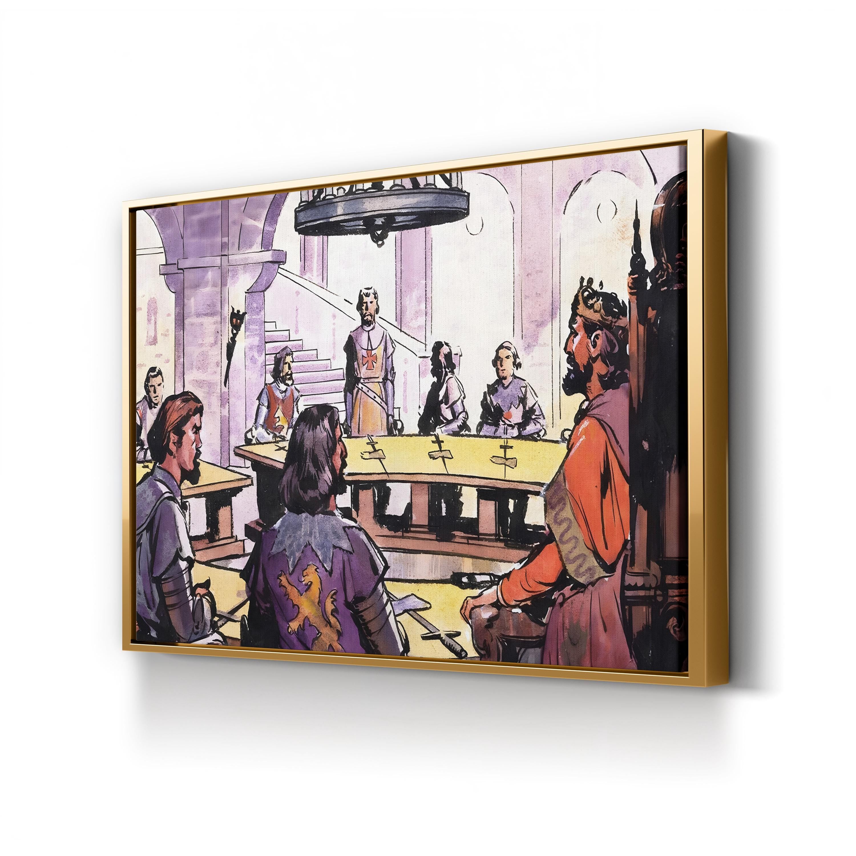 Knights of the Round Table Wall Art by English School | Medieval Arthurian Scene Canvas