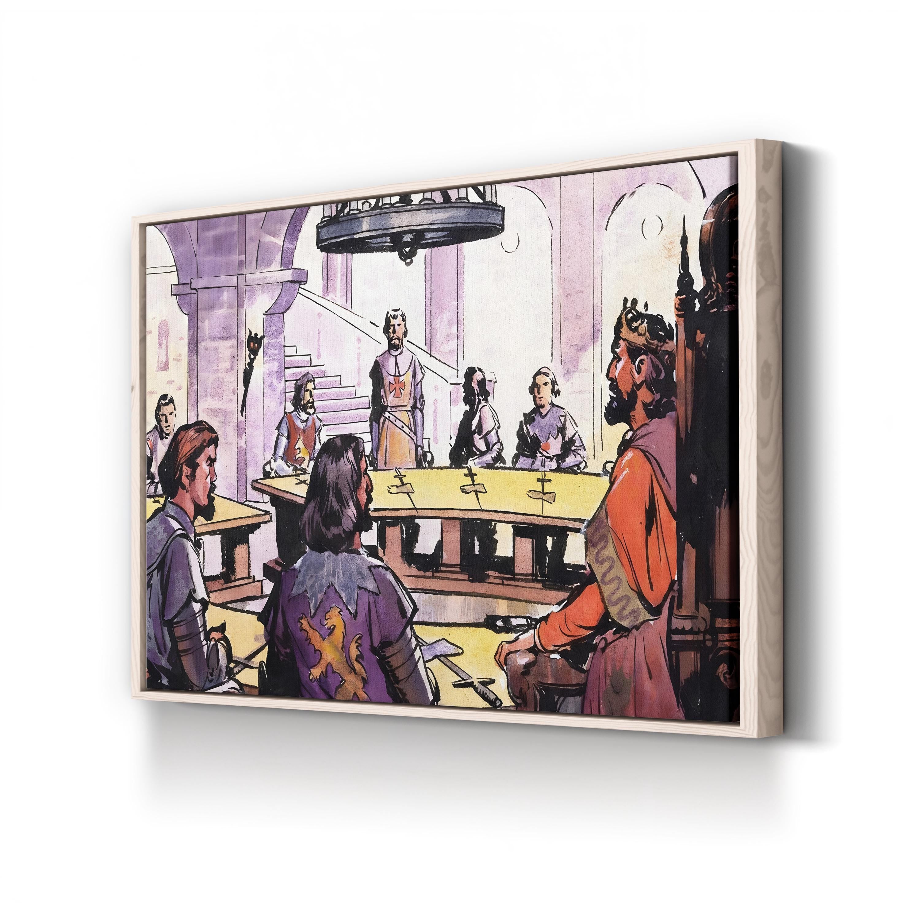 Knights of the Round Table Wall Art by English School | Medieval Arthurian Scene Canvas