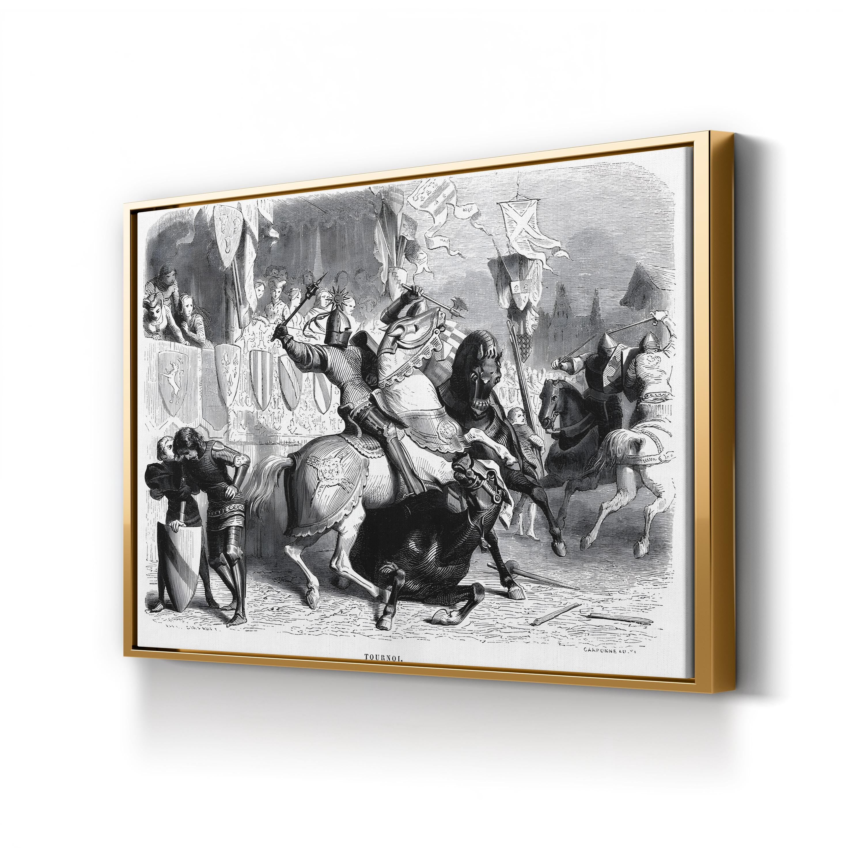 Knights at a Medieval Tournament – Period Illustration Wall Art | Vintage Jousting Canvas Print
