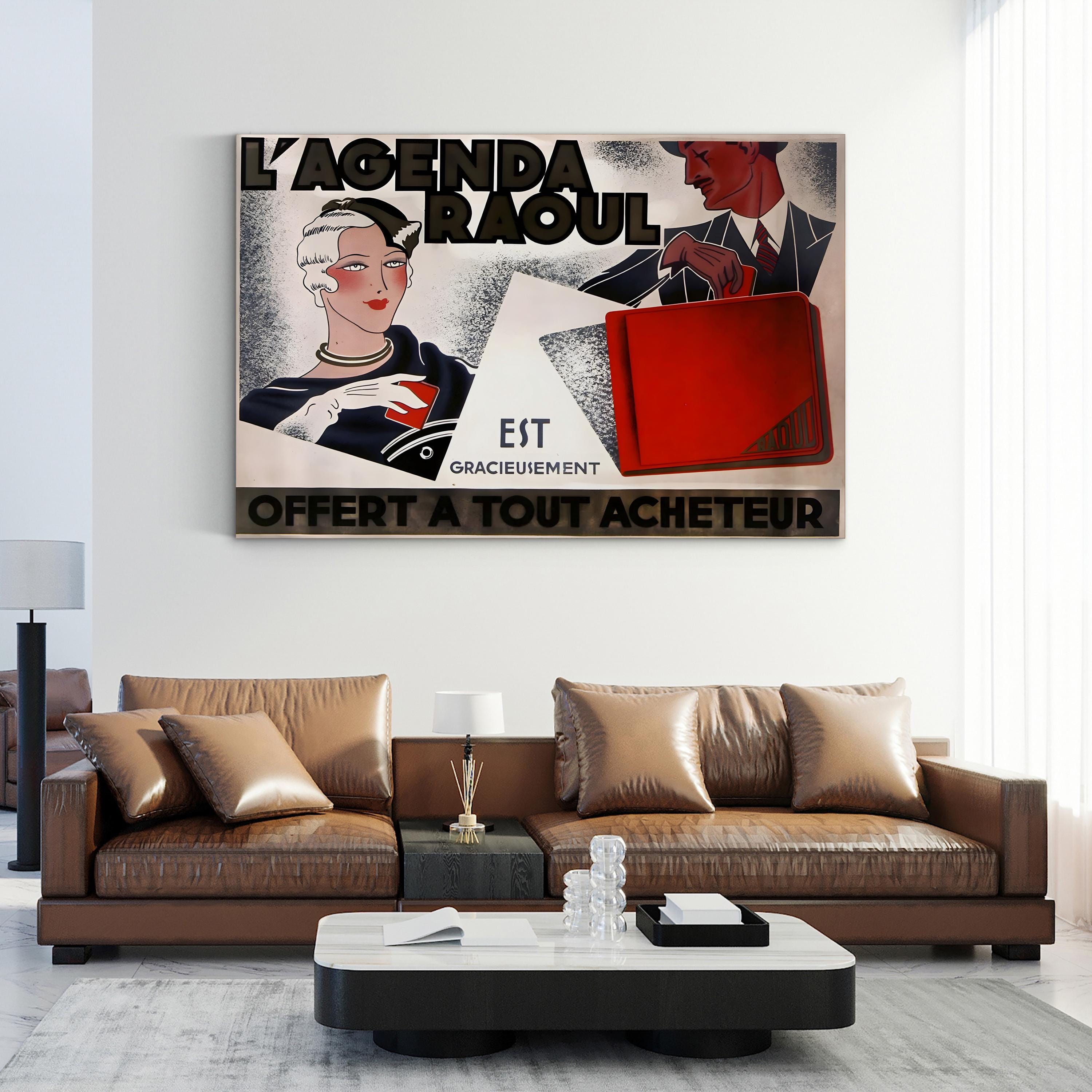 La Agenda Raoul Wall Art | 1920s French Advertising Poster Canvas | Vintage Apple Collection
