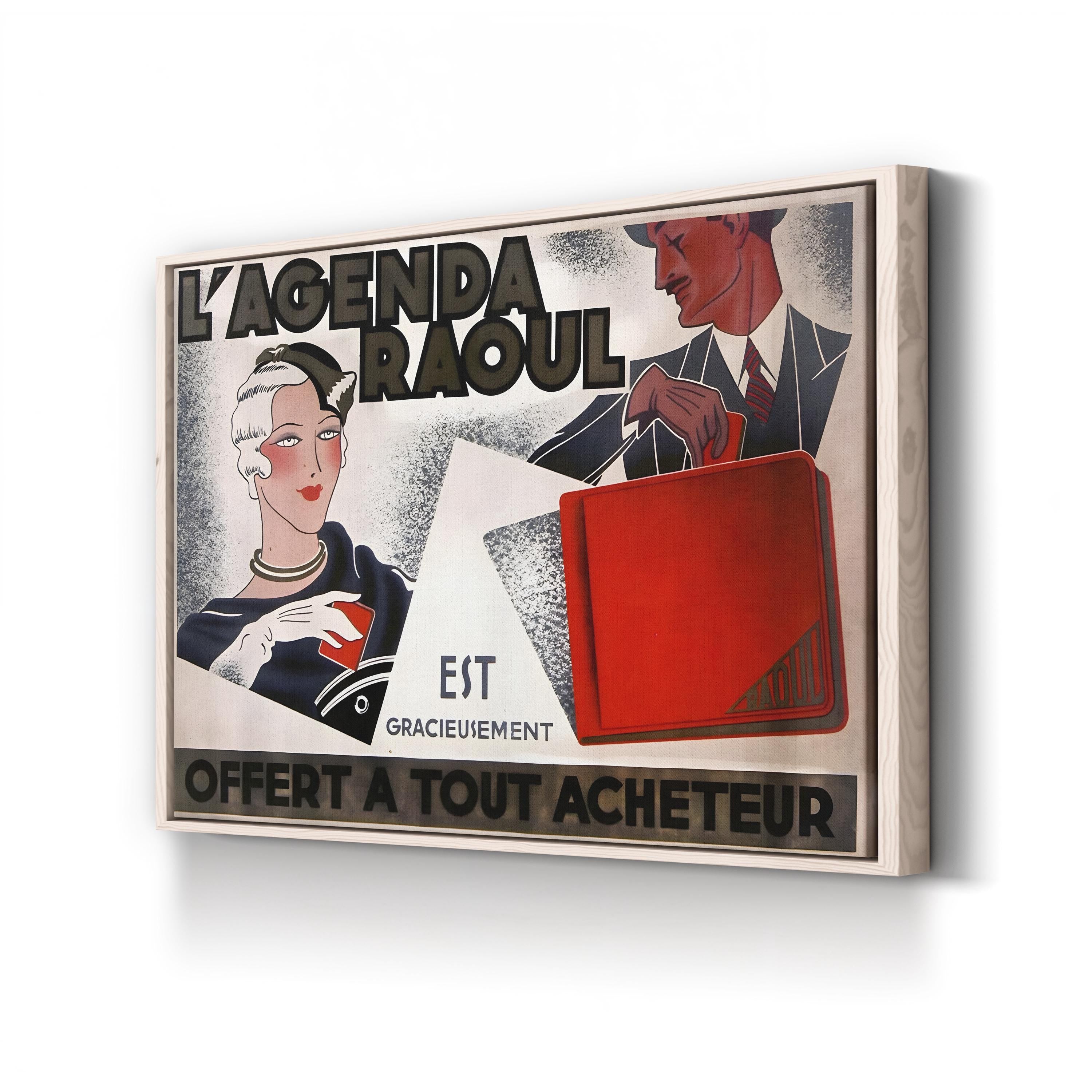 La Agenda Raoul Wall Art | 1920s French Advertising Poster Canvas | Vintage Apple Collection