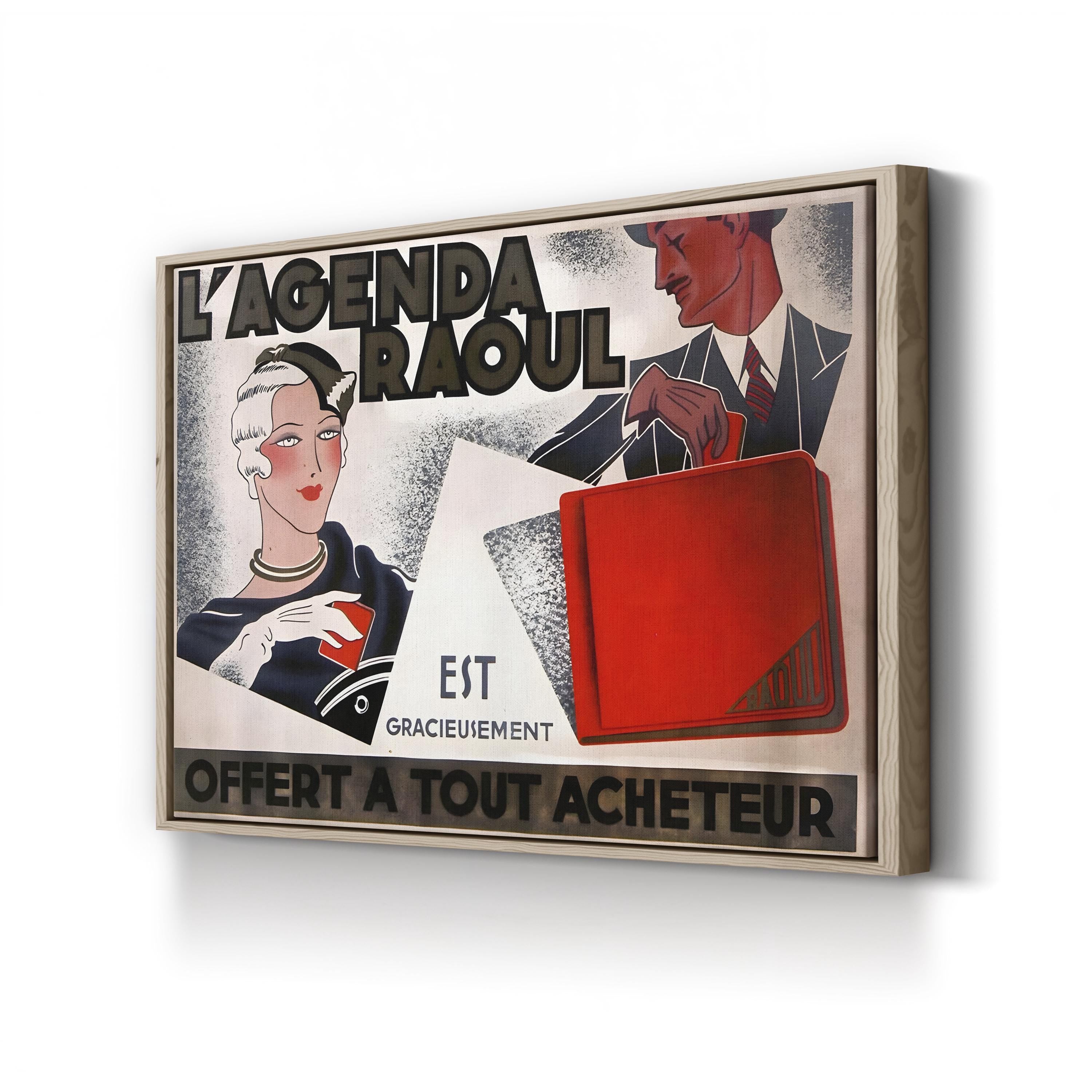 La Agenda Raoul Wall Art | 1920s French Advertising Poster Canvas | Vintage Apple Collection