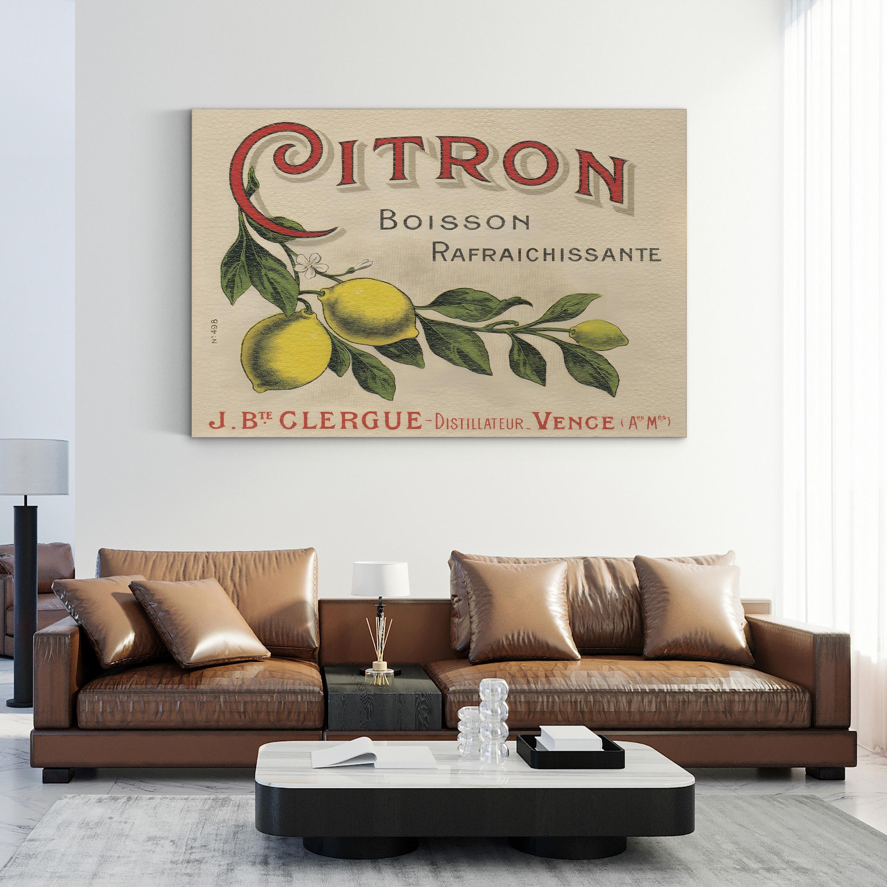 1930s French Lemon Label – Period Illustration Wall Art | Citrus Kitchen Canvas Print