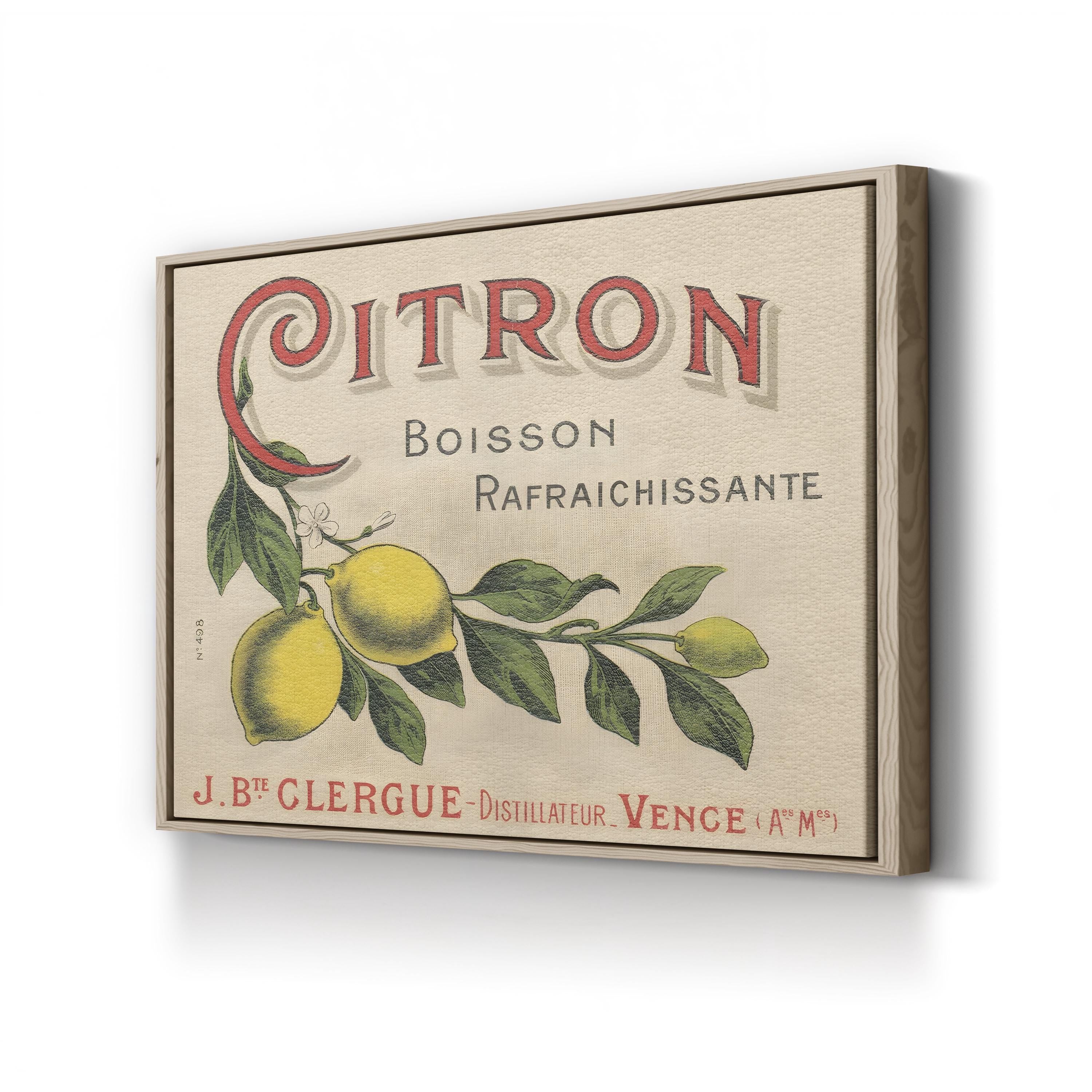 1930s French Lemon Label – Period Illustration Wall Art | Citrus Kitchen Canvas Print