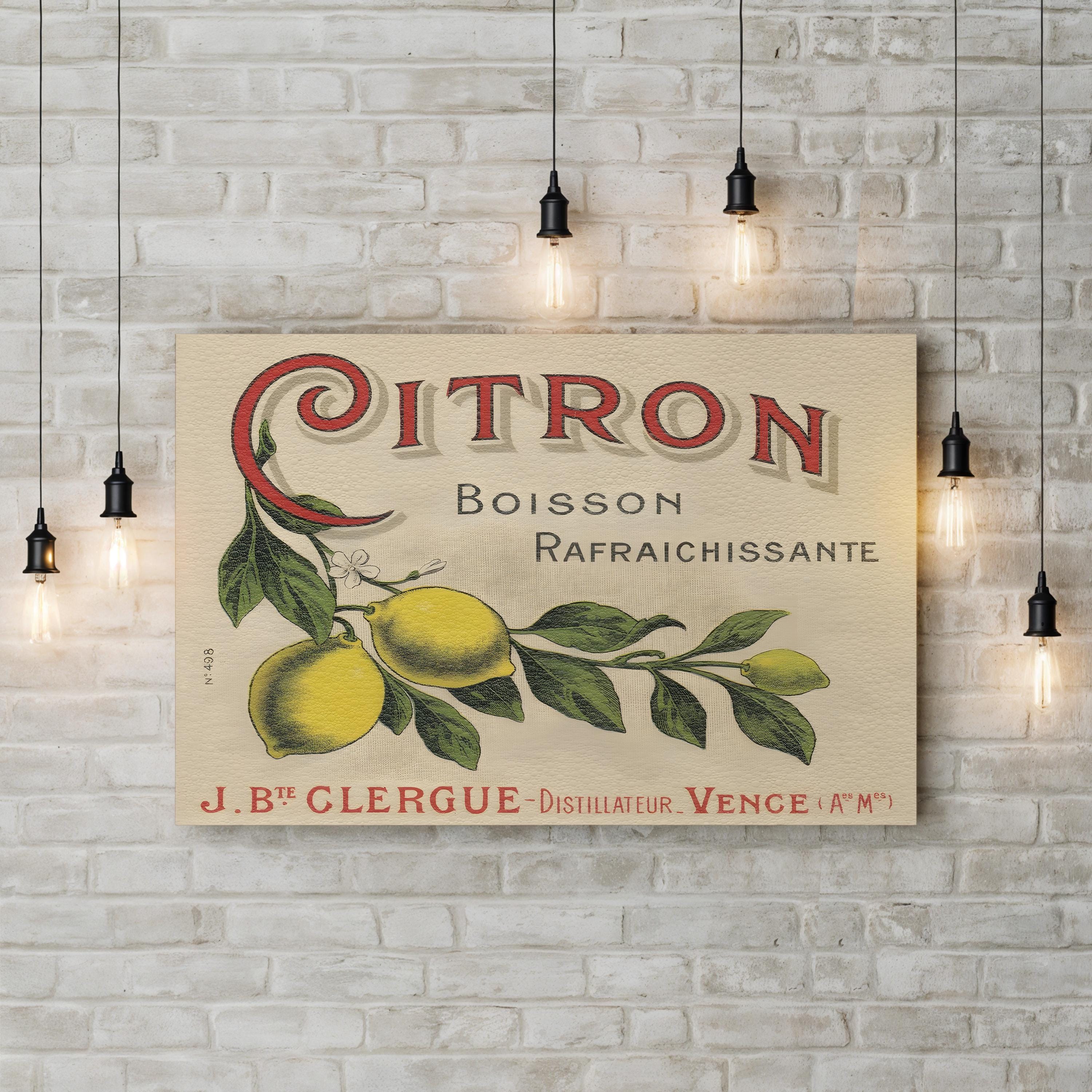 1930s French Lemon Label – Period Illustration Wall Art | Citrus Kitchen Canvas Print