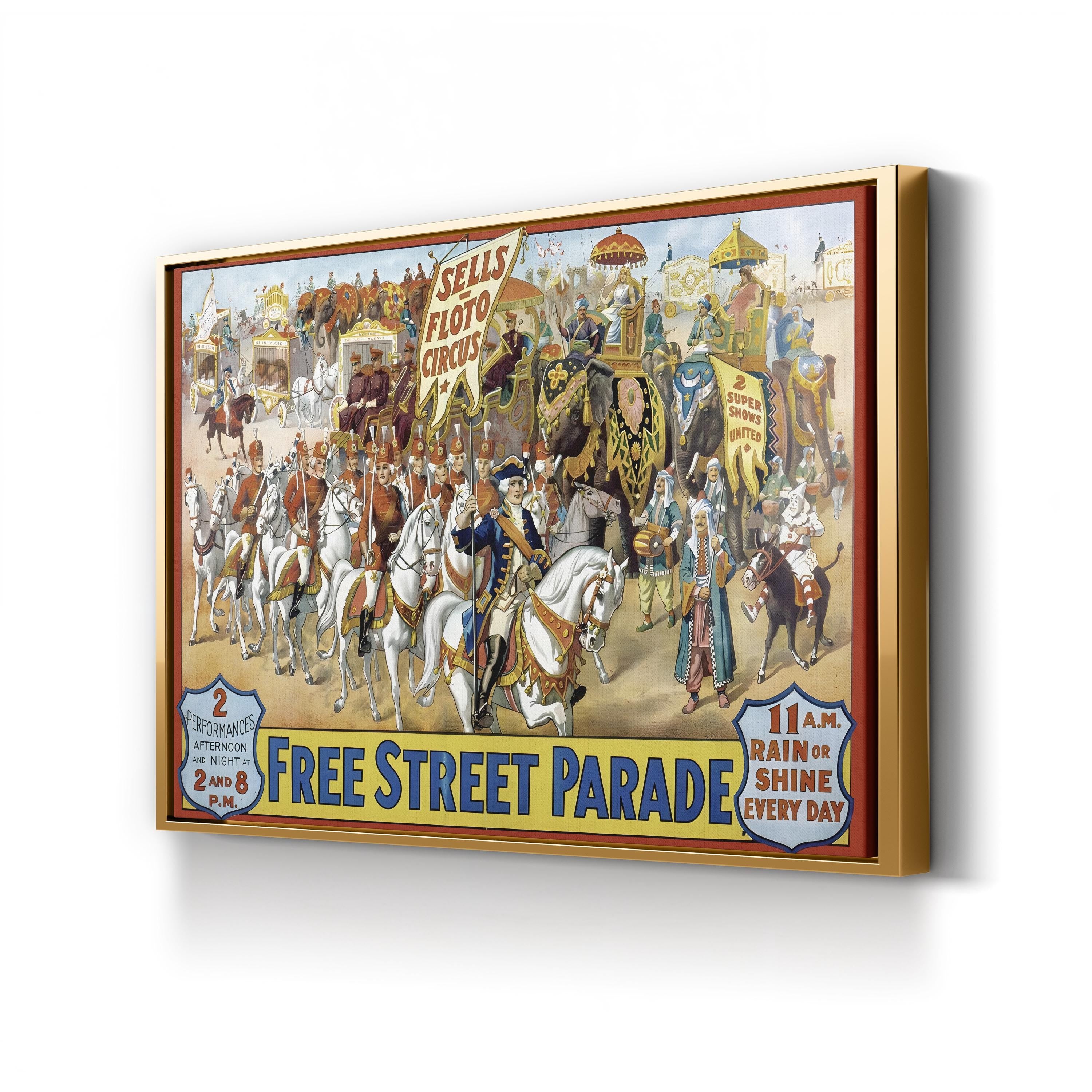 Sells-Floto Circus Street Parade 1913 Wall Art – Vintage American Circus Lithograph Canvas