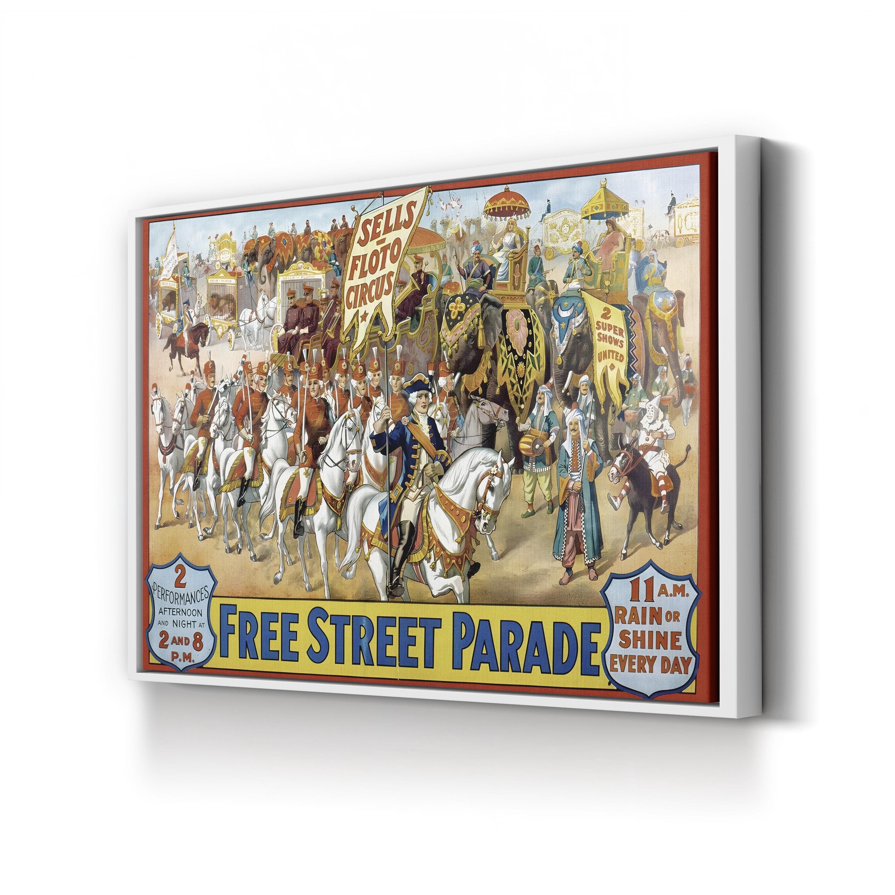 Sells-Floto Circus Street Parade 1913 Wall Art – Vintage American Circus Lithograph Canvas