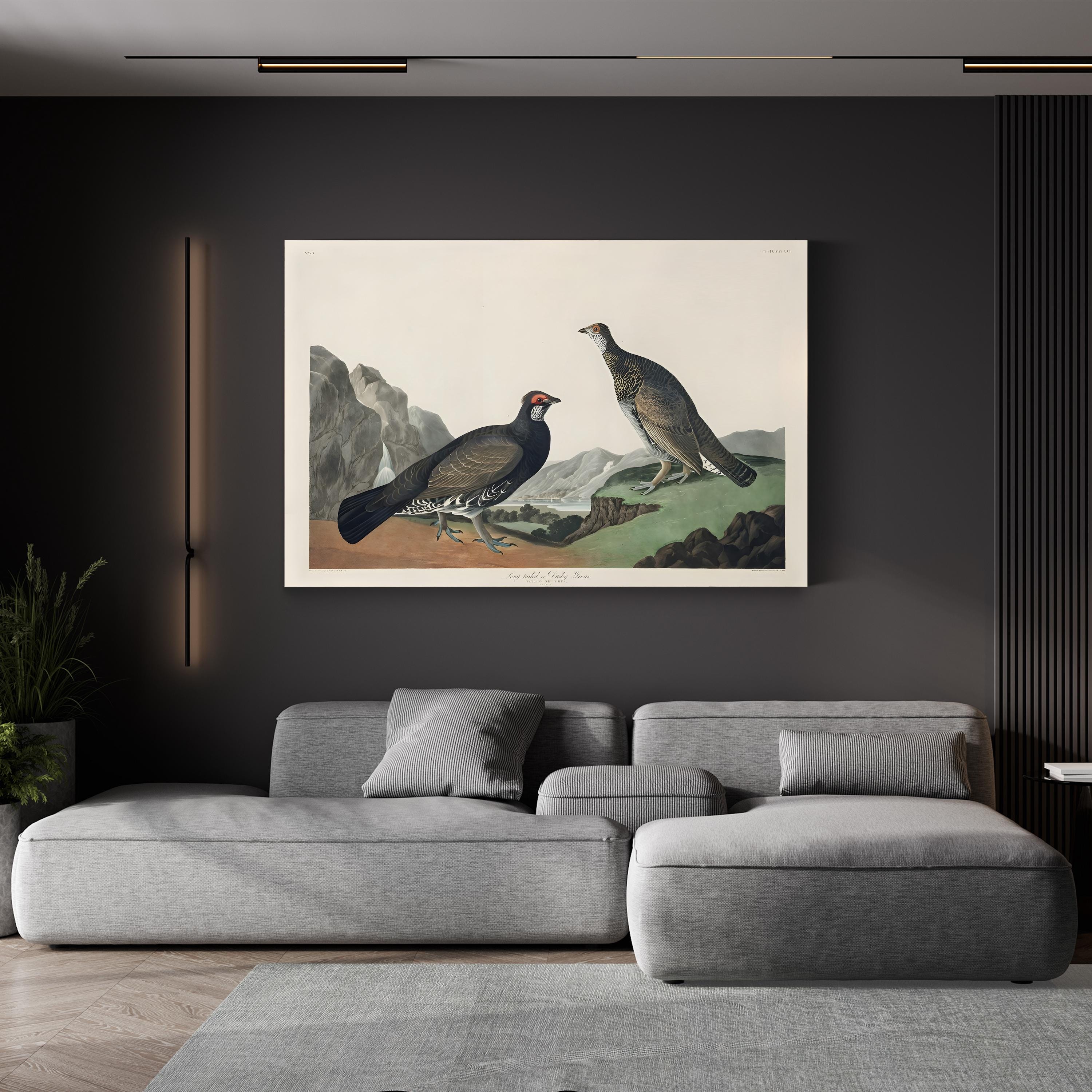 Long-Tailed or Dusky Grouse Wall Art – John James Audubon | Vintage Wildlife Lithograph Canvas Print