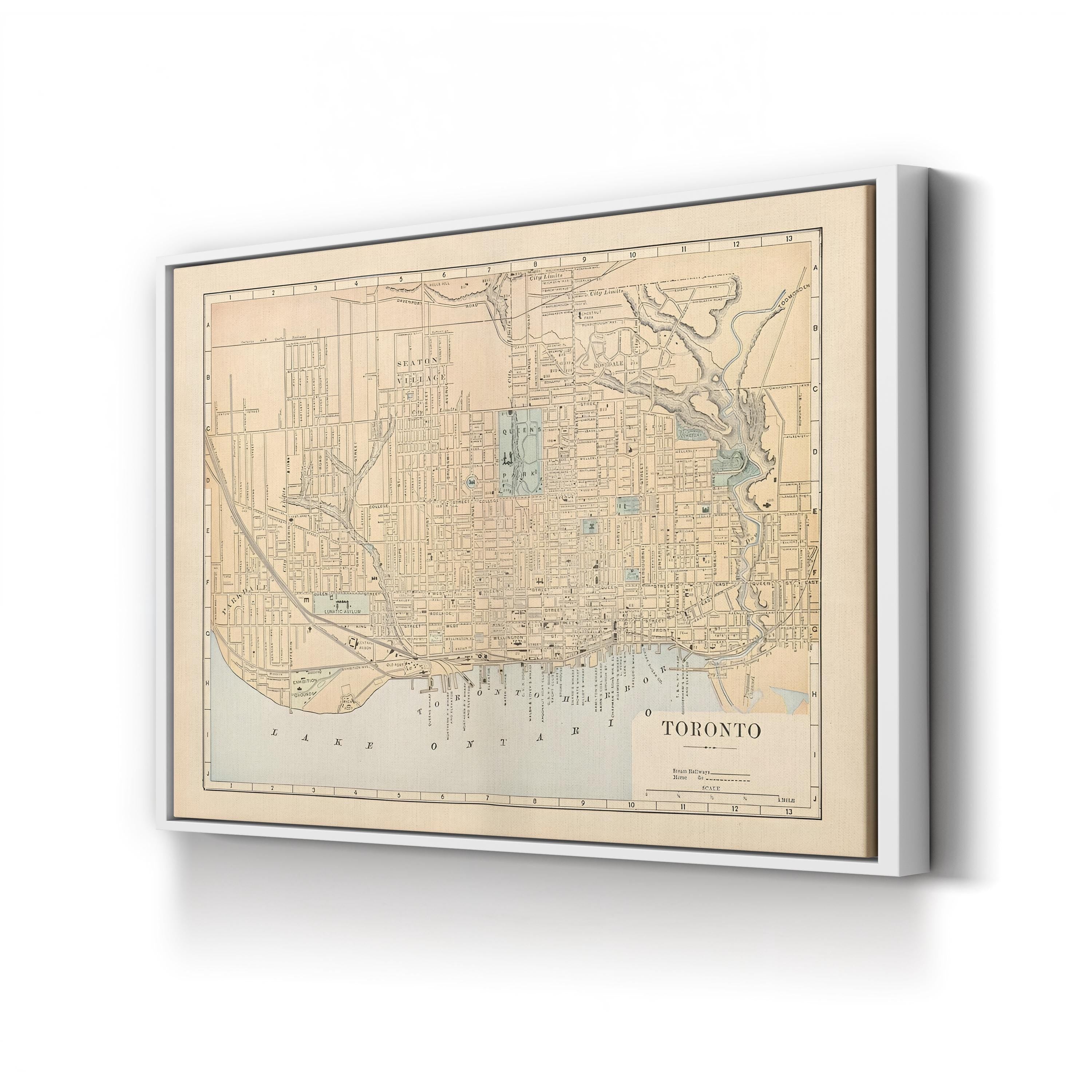 Vintage Toronto City Map – Period Illustration Wall Art | Historic Cartography Canvas Print