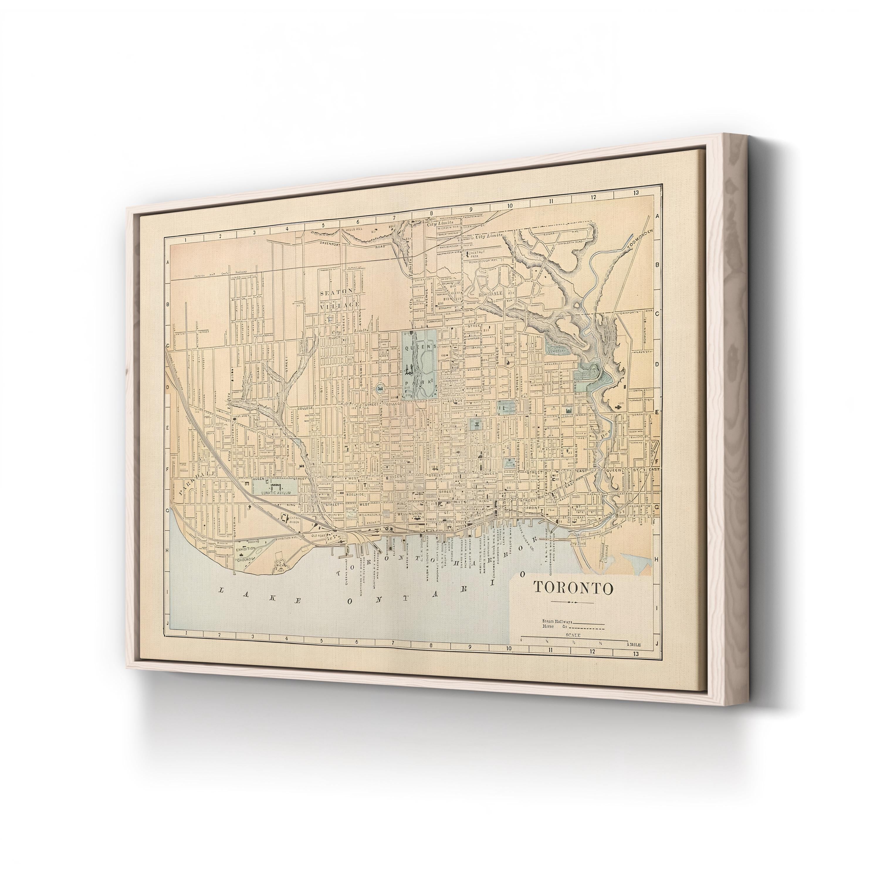 Vintage Toronto City Map – Period Illustration Wall Art | Historic Cartography Canvas Print