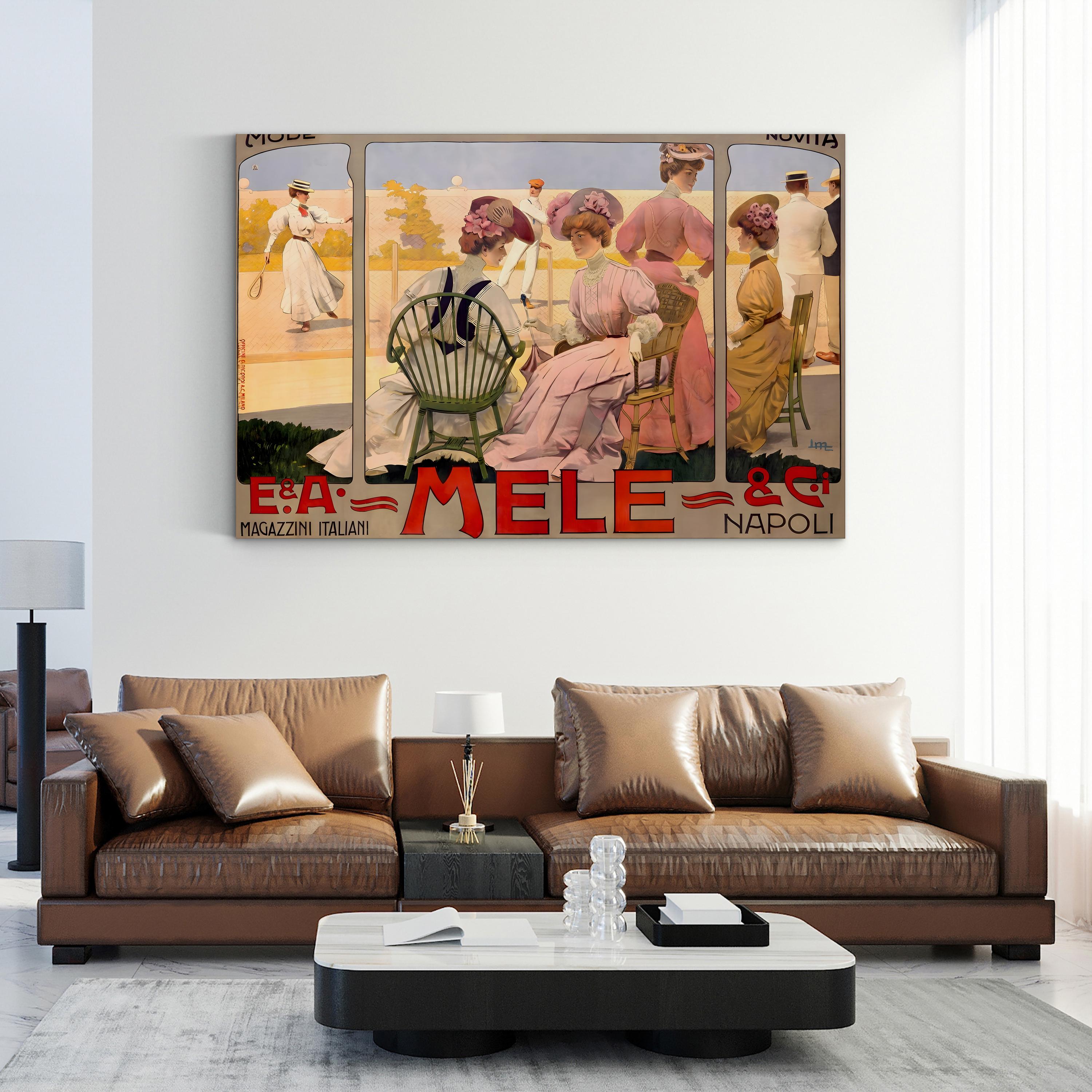 Mele Tennis Fashion Poster – Period Illustration Wall Art | Vintage Italian Canvas Print