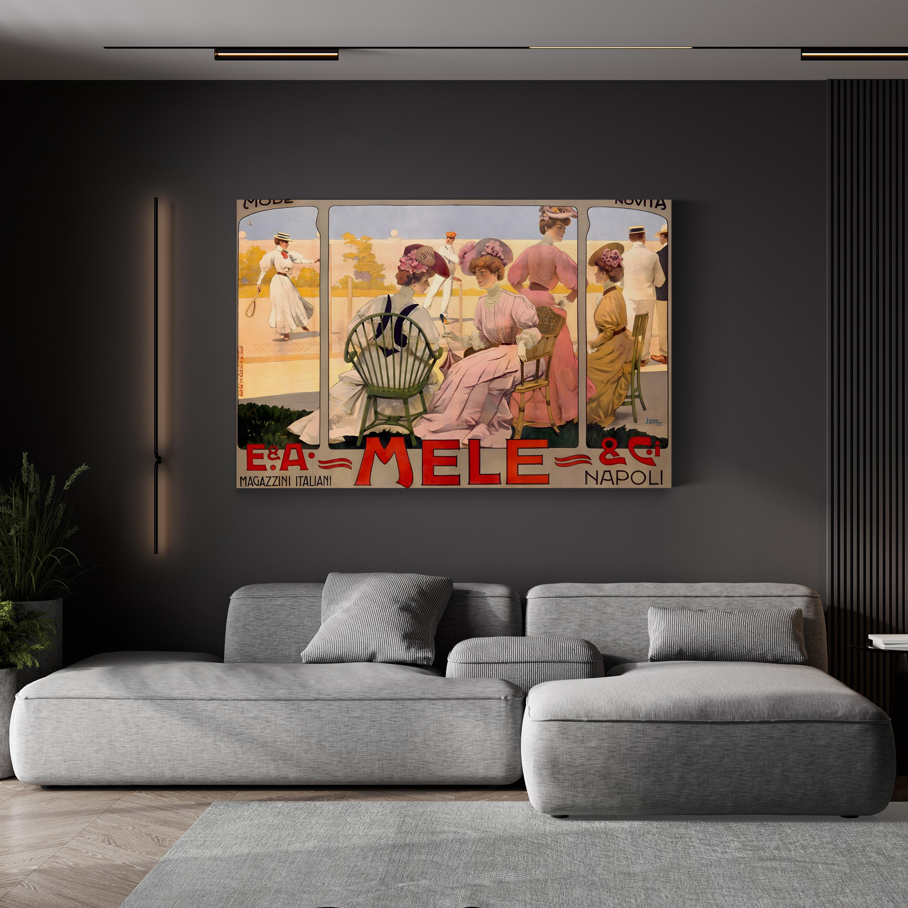 Mele Tennis Fashion Poster – Period Illustration Wall Art | Vintage Italian Canvas Print