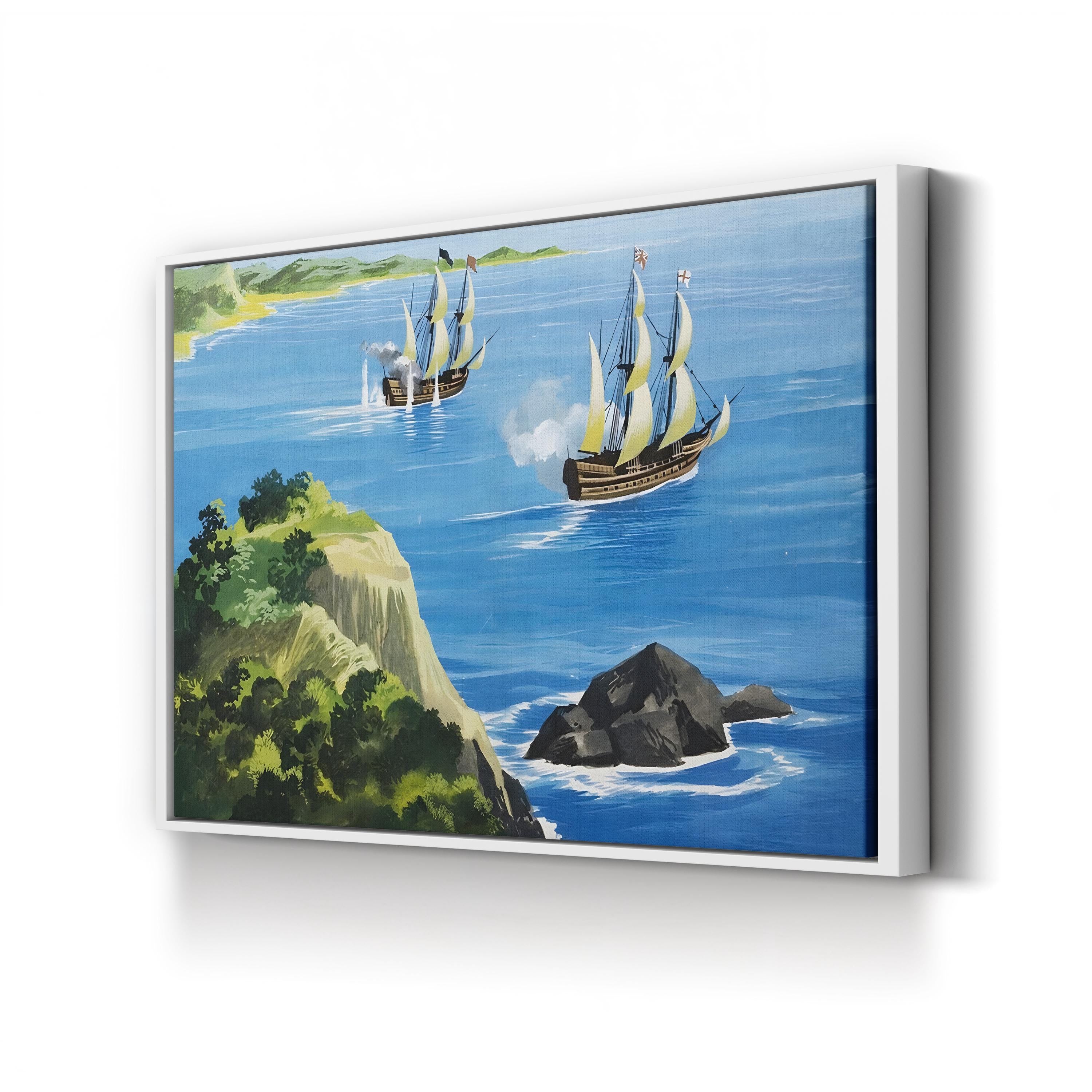 Men of the Jolly Roger – Period Illustration Wall Art | Vintage Pirate Ship Canvas Print