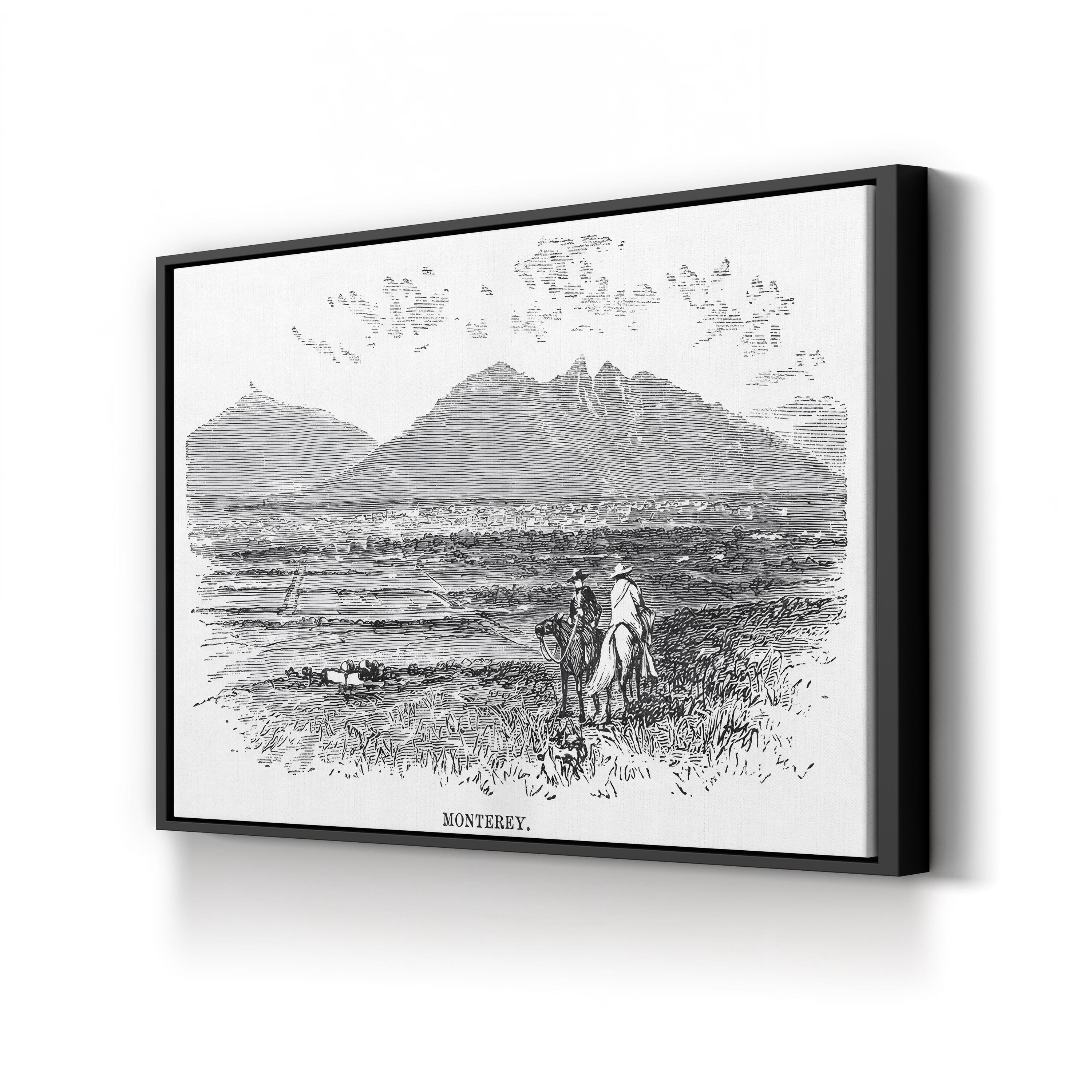 Monterrey Mexico, 1846 – Period Illustration Wall Art | Black & White Engraving Canvas Print