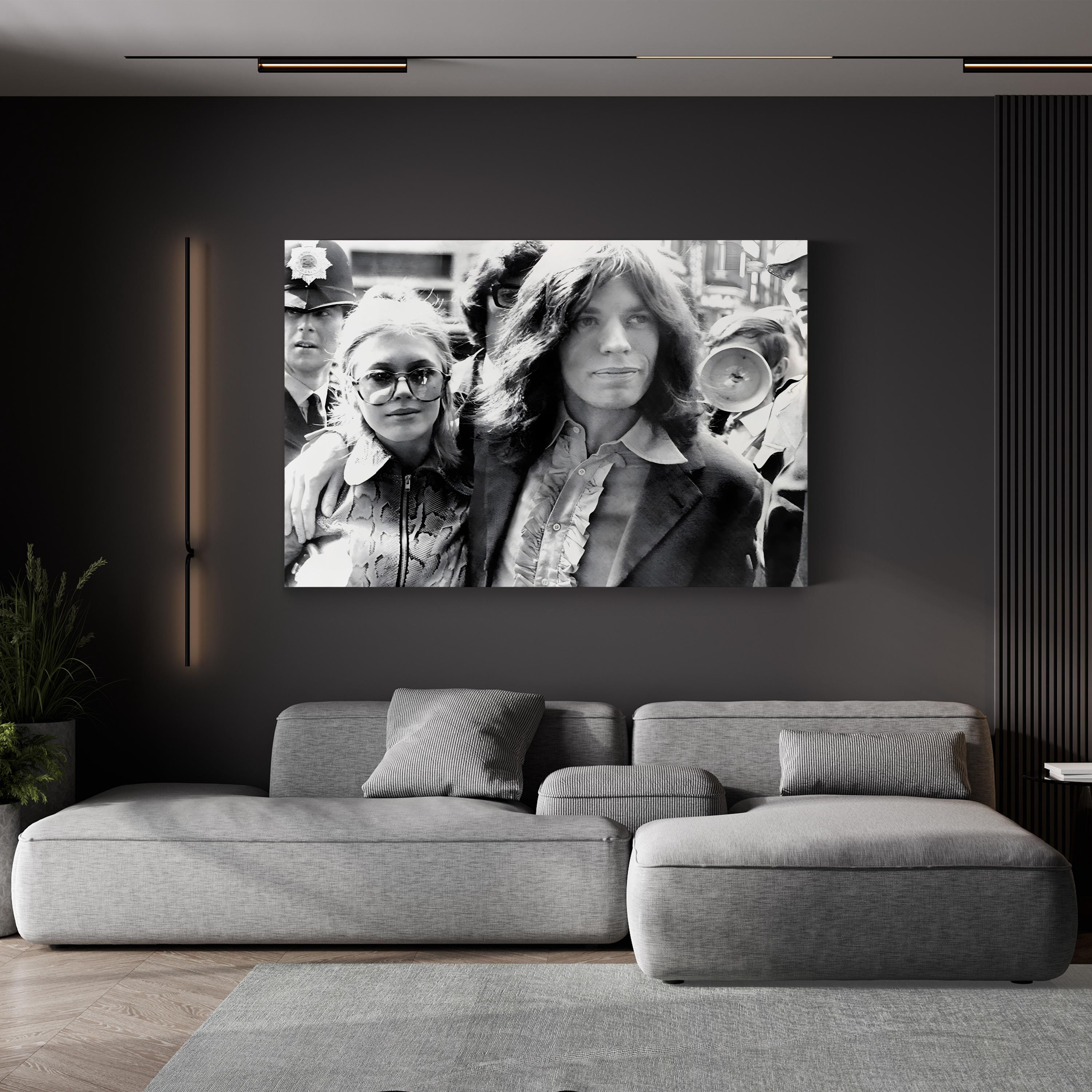 Mick Jagger & Marianne Faithfull 1969 – Vintage Photography Wall Art | Black & White Music Canvas Print