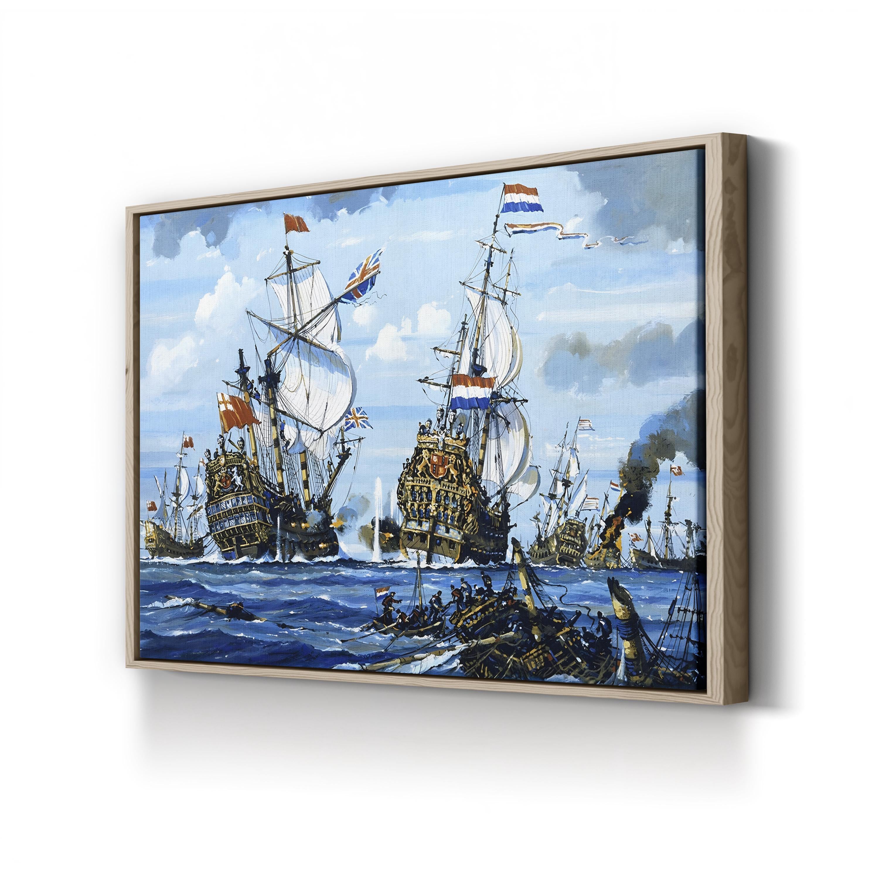 Naval Battle Wall Art | English School Historic Maritime Canvas Painting