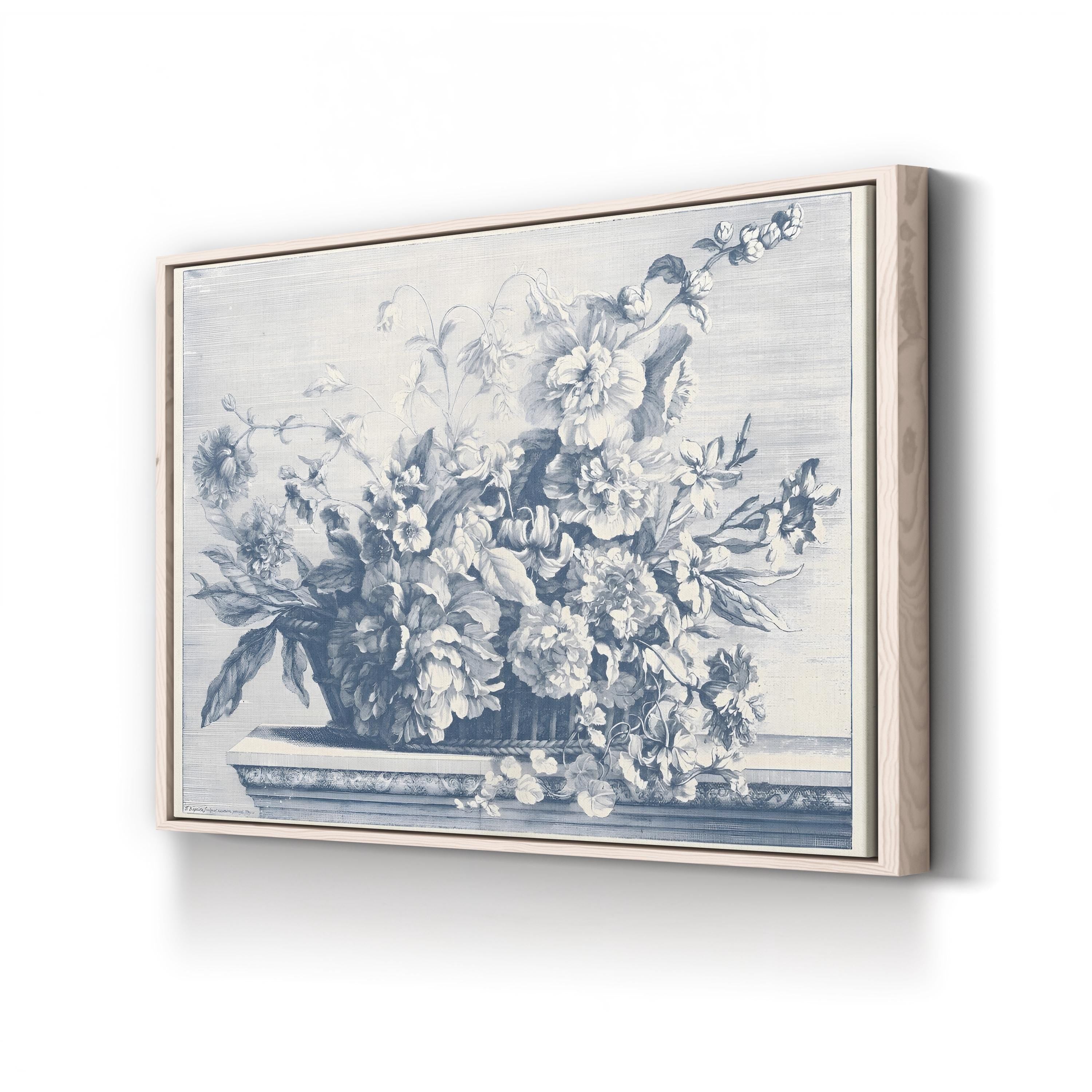 Navy Basket of Flowers II Wall Art by Giovanni Baptiste