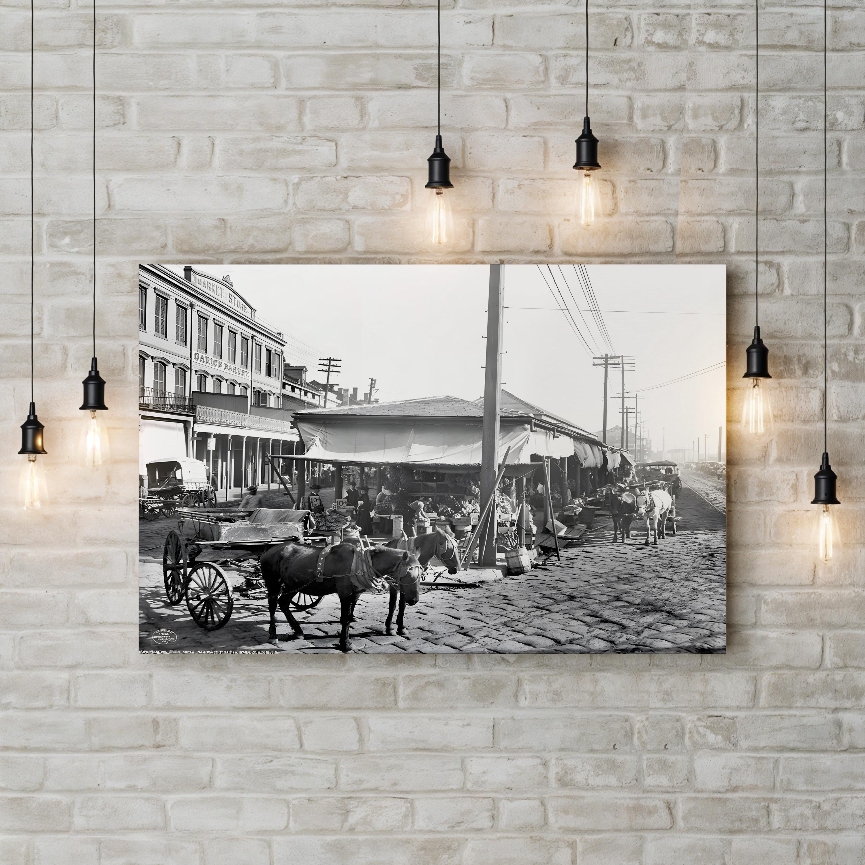 New Orleans Market, 1906 – Vintage Photography Wall Art | Street Scene Canvas Print