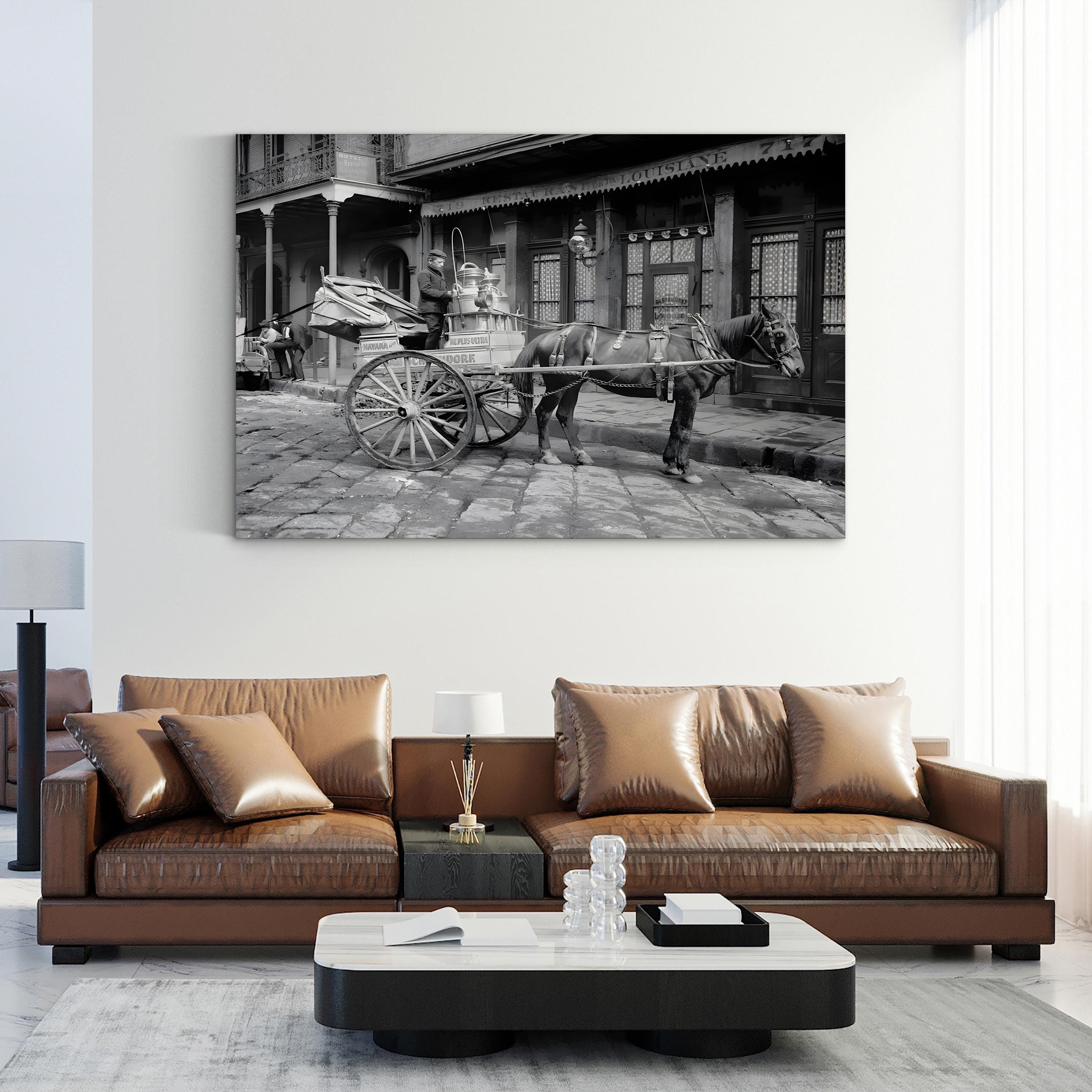New Orleans Milk Cart, 1903 – Vintage Photography Wall Art | Street Scene Canvas Print