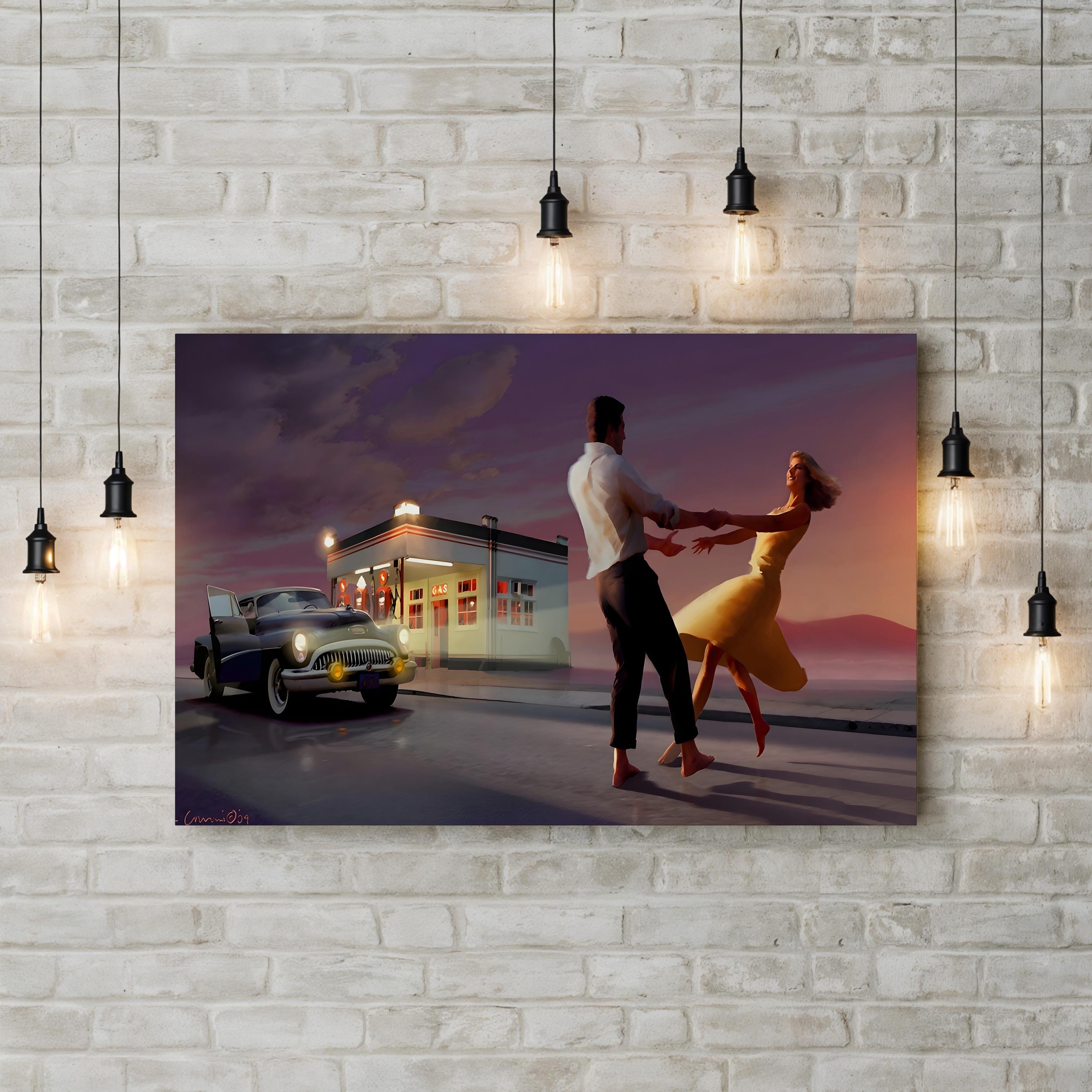 Night Dance Wall Art – Romantic Contemporary Figurative Canvas Print