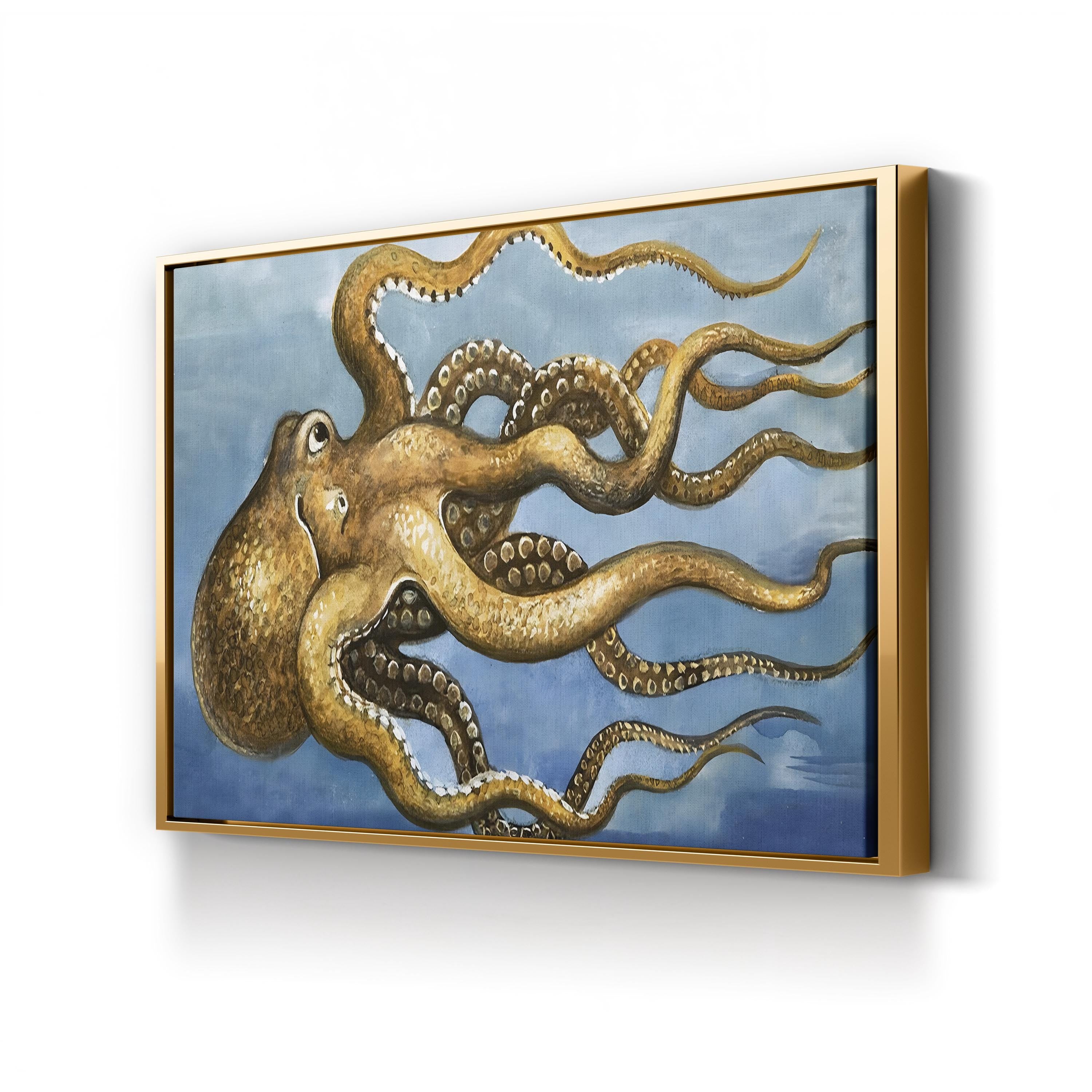 Octopus Wall Art Canvas Print – Vintage Nautical Marine Illustration, English School