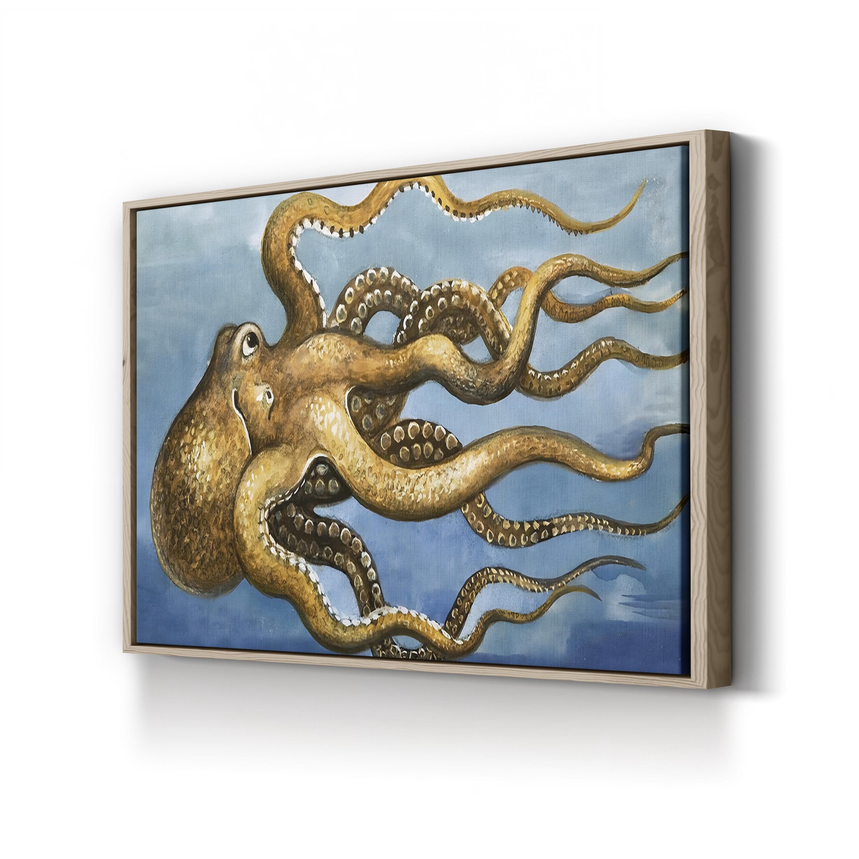 Octopus Wall Art Canvas Print – Vintage Nautical Marine Illustration, English School