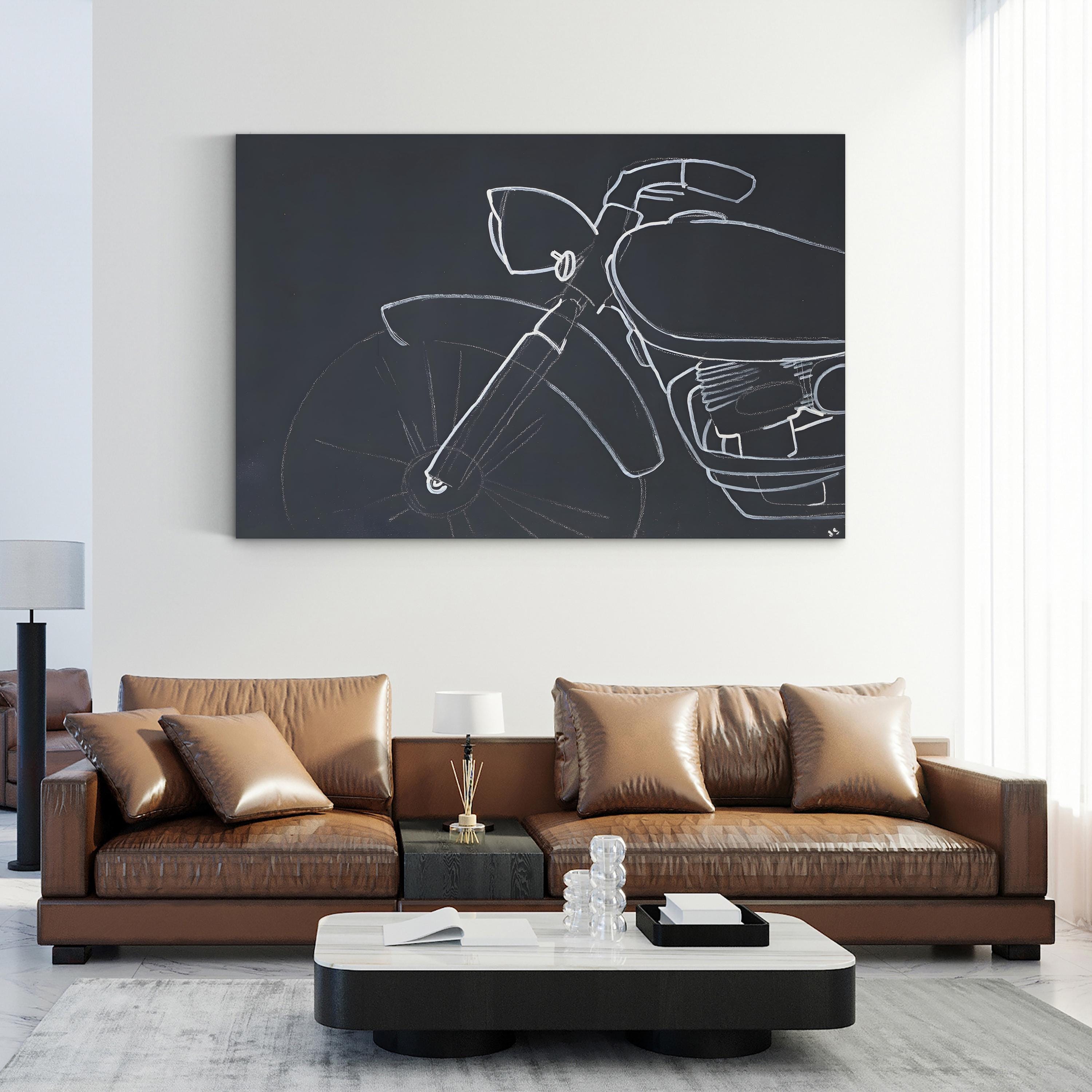Odds and Ends V Motorcycle Line Art – Joshua Schicker Wall Art | Minimalist Canvas Print