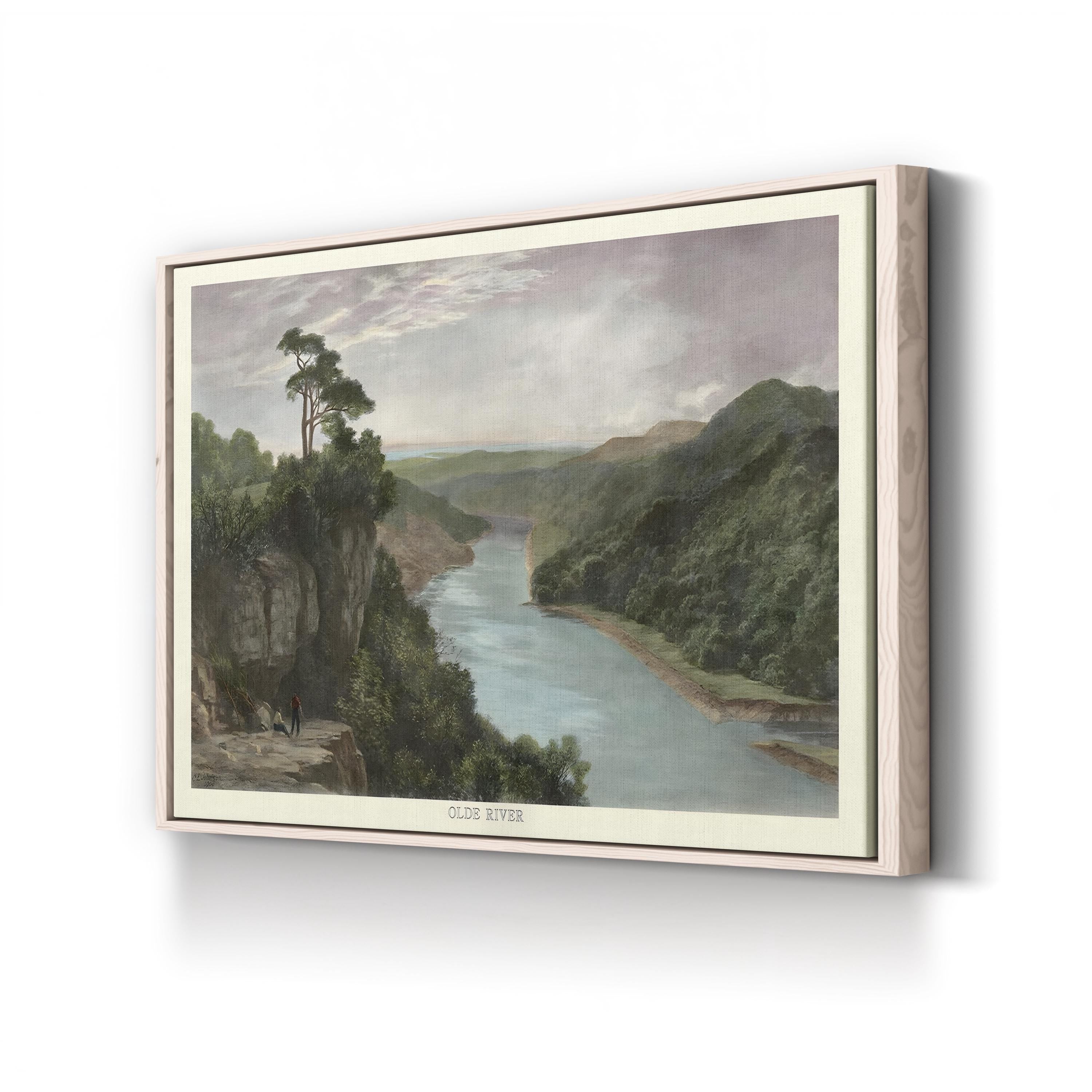 Olde River Landscape canvas print in Natural frame