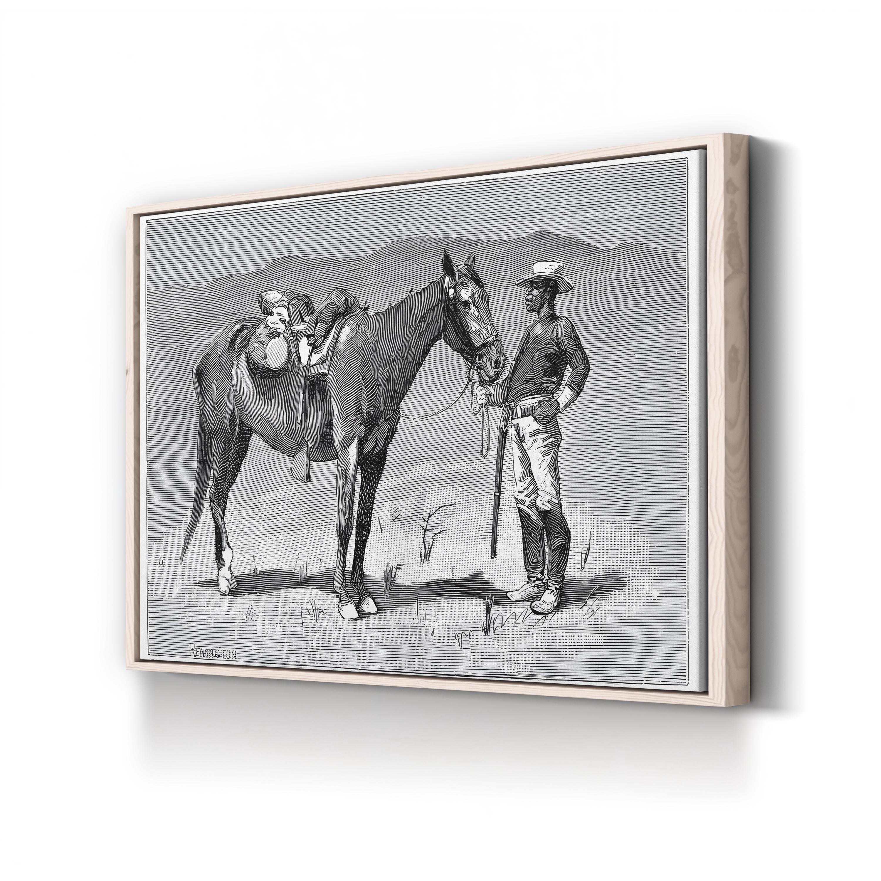 10th Cavalry Regiment, 1888 – Period Illustration Wall Art | Black & White Military Canvas Print