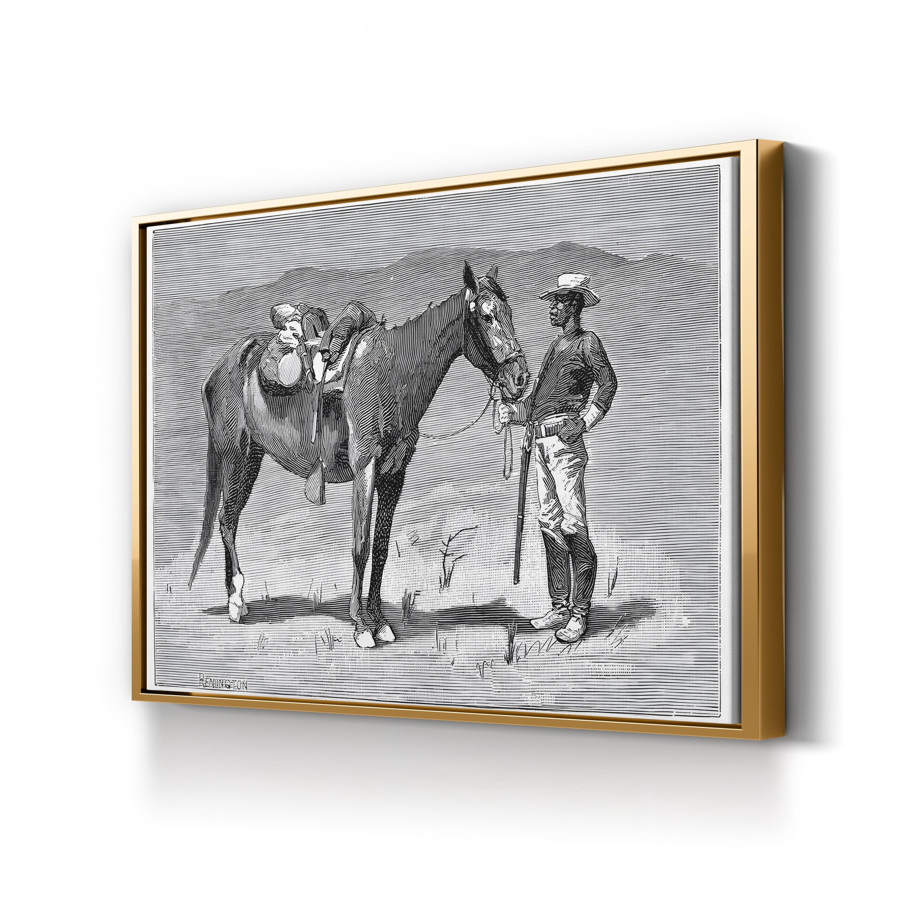 10th Cavalry Regiment, 1888 – Period Illustration Wall Art | Black & White Military Canvas Print