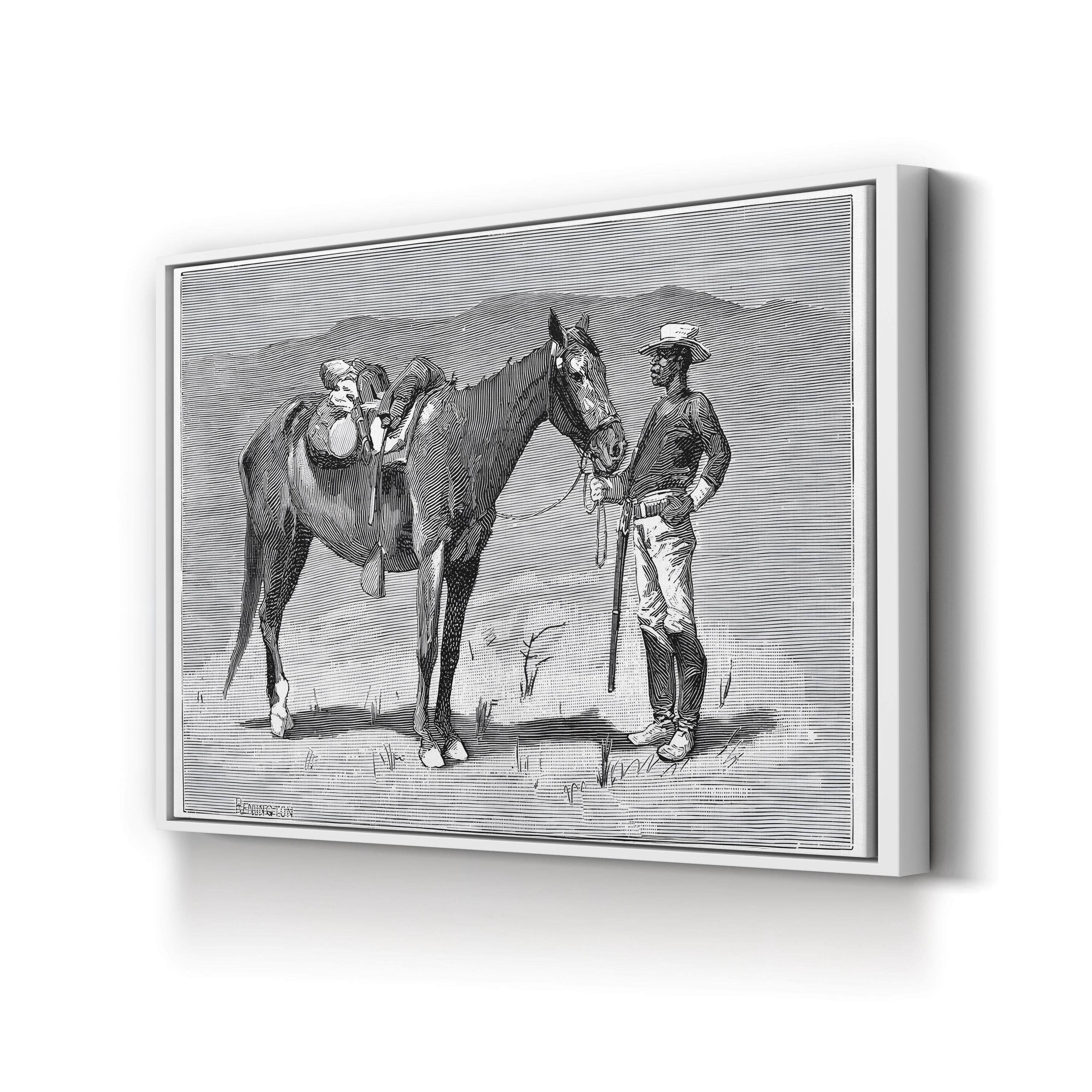 10th Cavalry Regiment, 1888 – Period Illustration Wall Art | Black & White Military Canvas Print