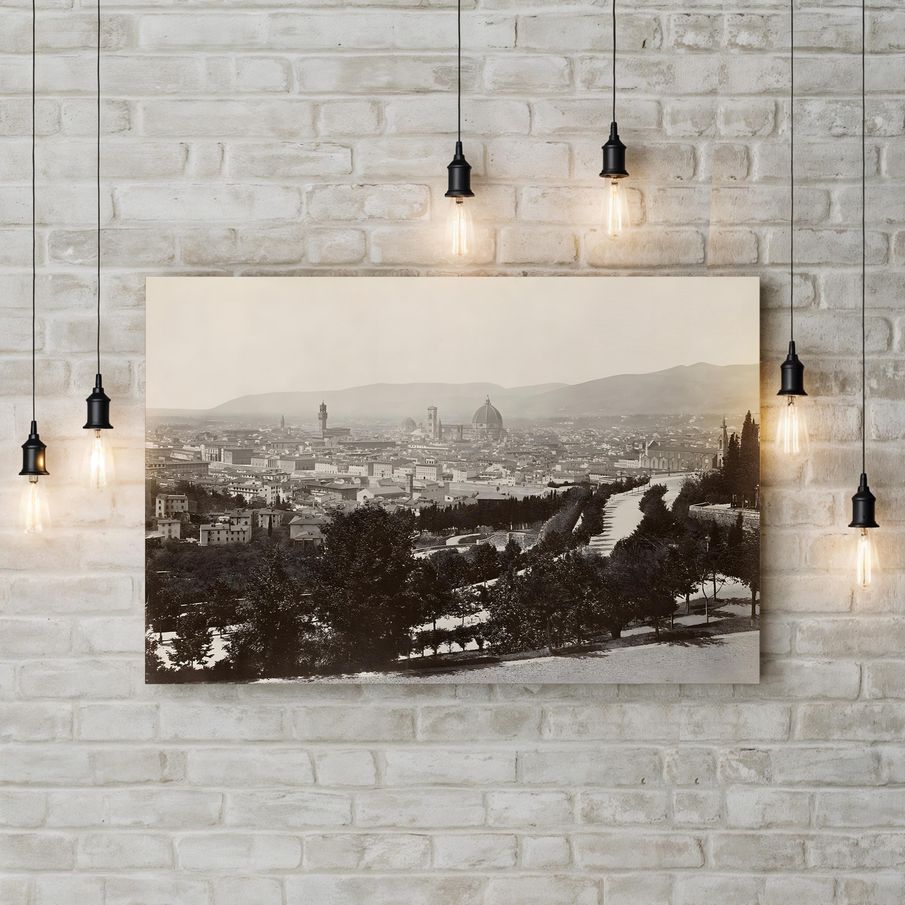 Panorama of the Viale dei Colli, Florence Vintage Cityscape Wall Art Canvas Print